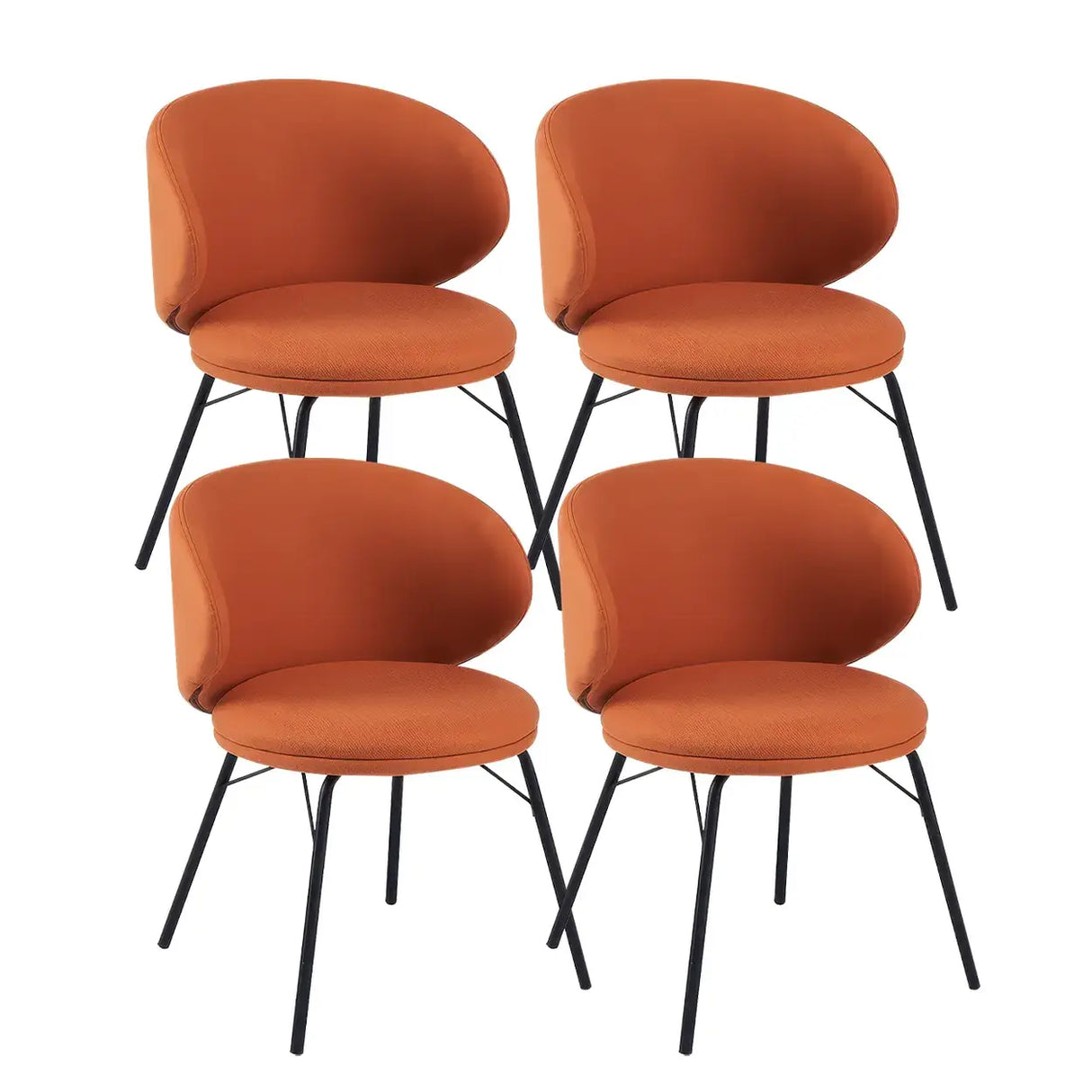 Modern Brown Leathaire Upholstered Curved Back Dining Chair Image - 14