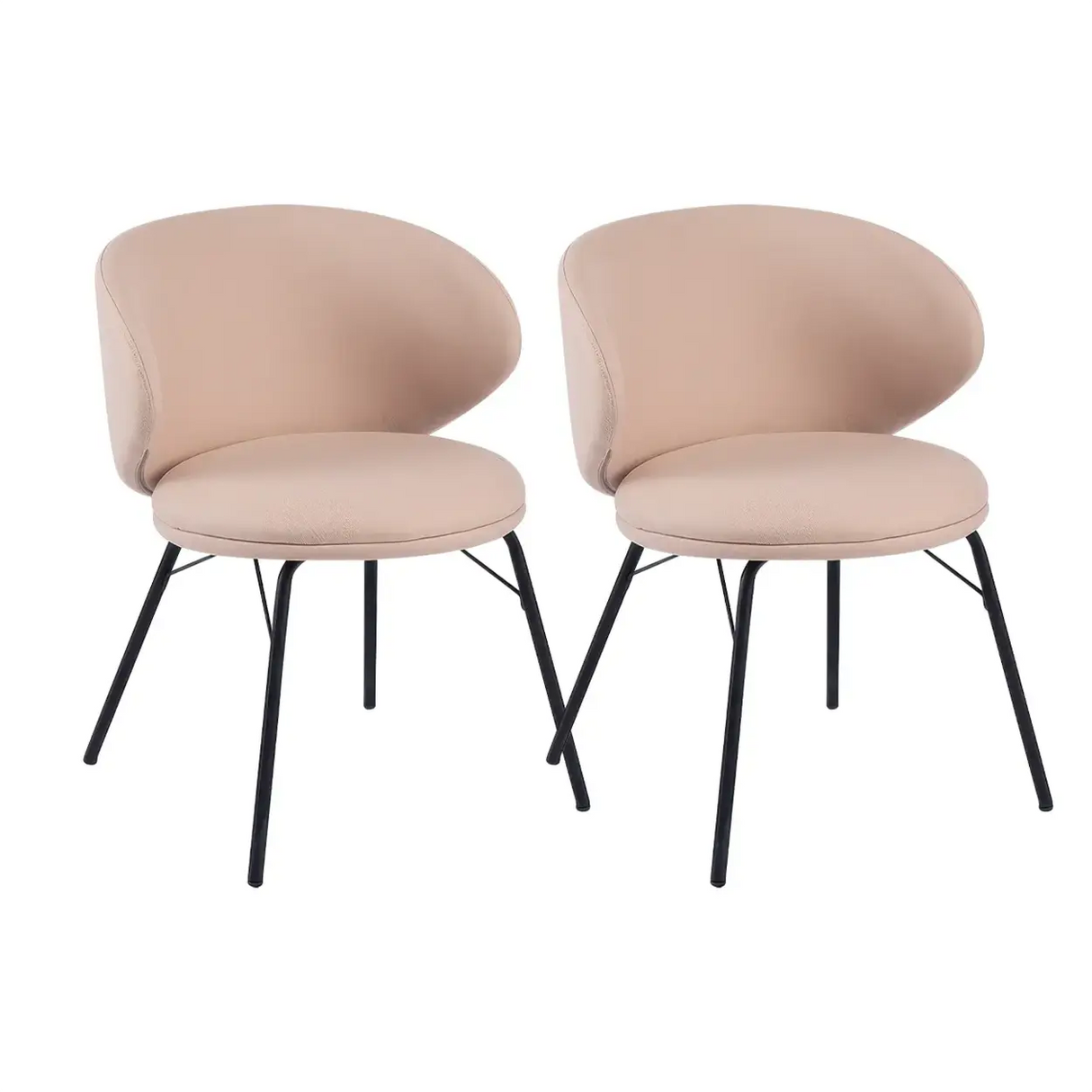 Modern Brown Leathaire Upholstered Curved Back Dining Chair Image - 16