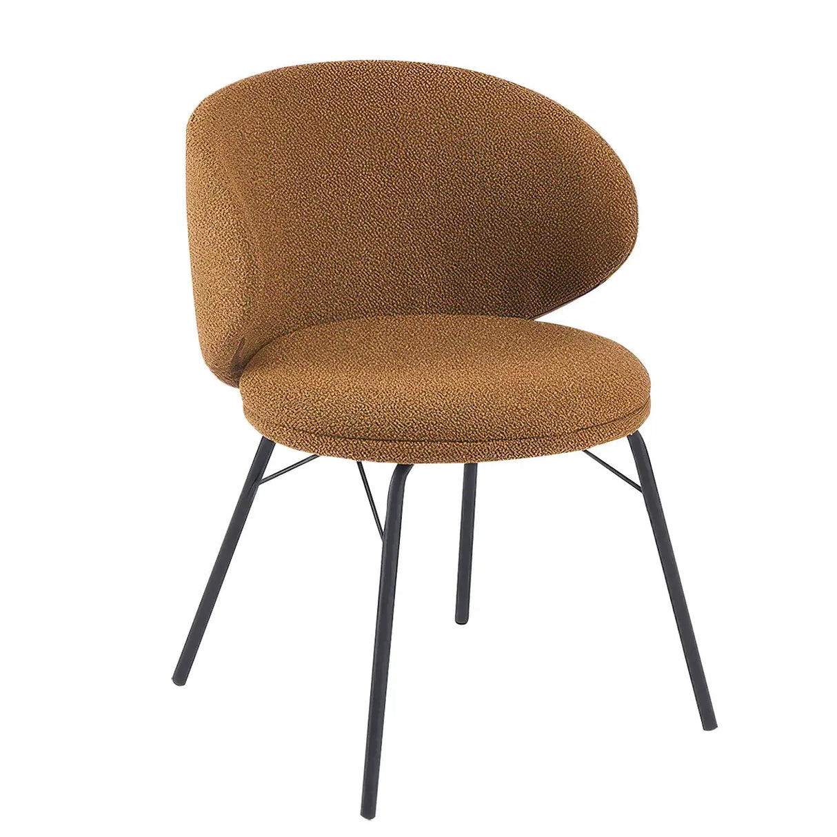 Modern Brown Leathaire Upholstered Curved Back Dining Chair Image - 27