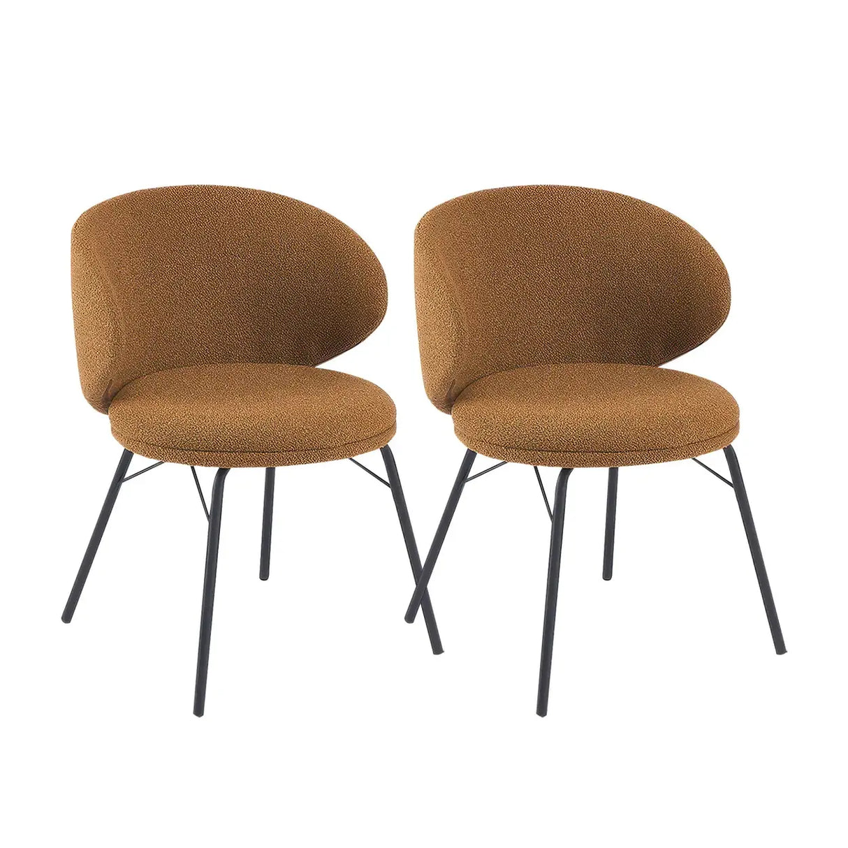 Modern Brown Leathaire Upholstered Curved Back Dining Chair Image - 28
