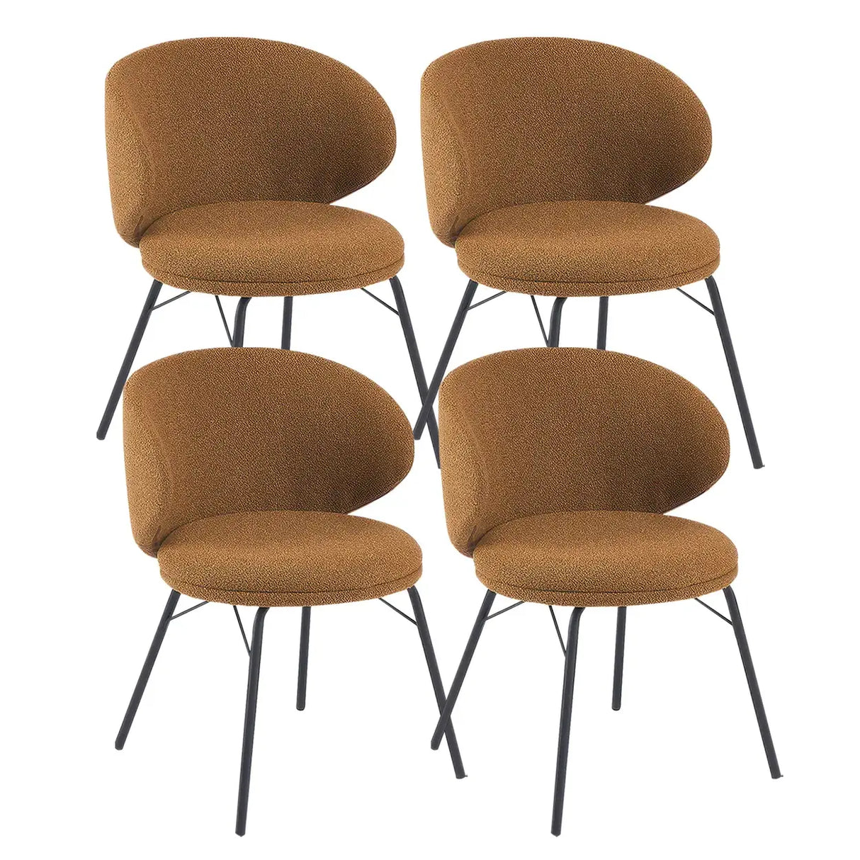 Modern Brown Leathaire Upholstered Curved Back Dining Chair Image - 29