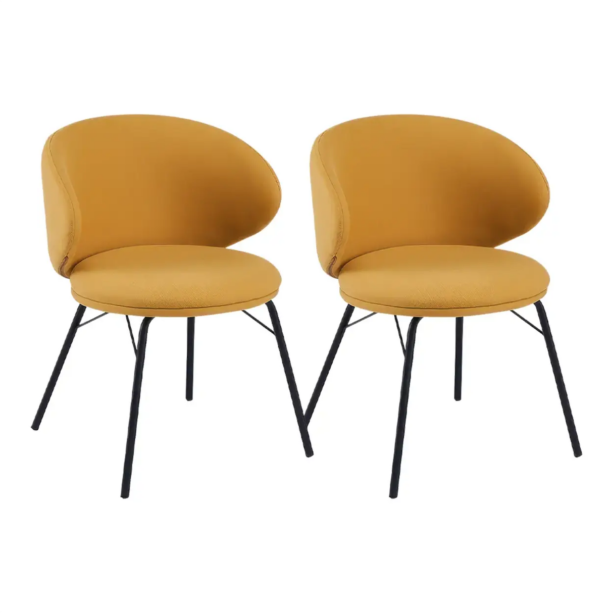 Modern Brown Leathaire Upholstered Curved Back Dining Chair Image - 7