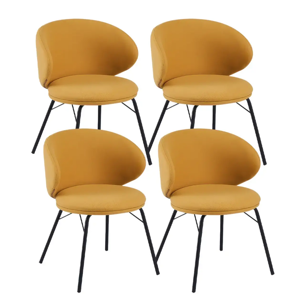 Modern Brown Leathaire Upholstered Curved Back Dining Chair Image - 8