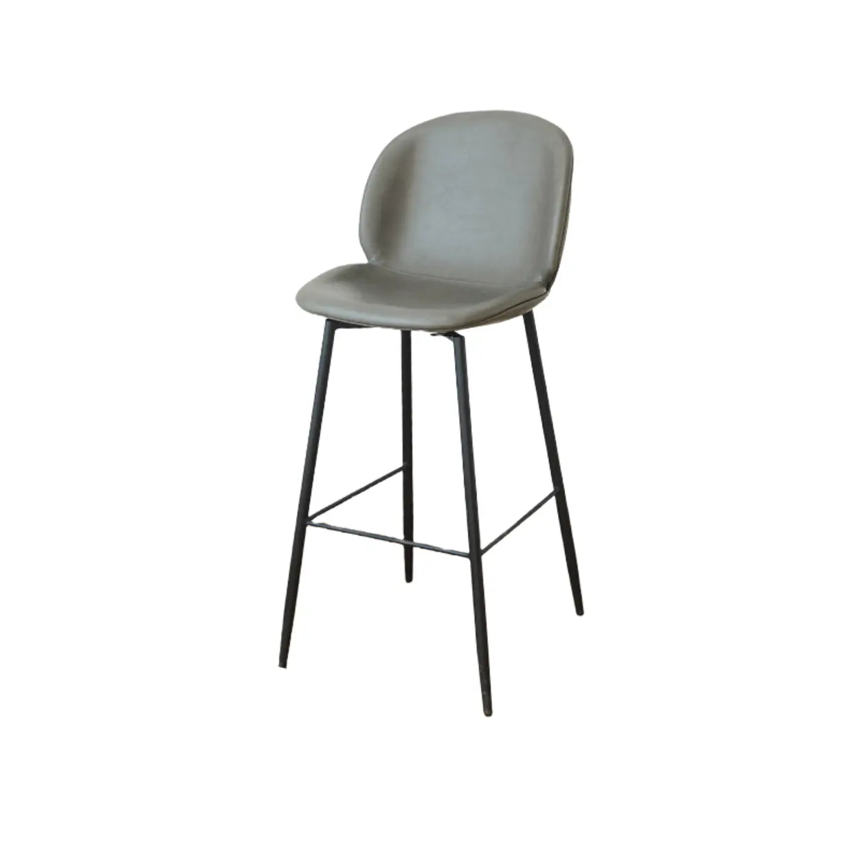 Modern Brown Leather Bucket Bar Stool with Metal Legs Image - 5
