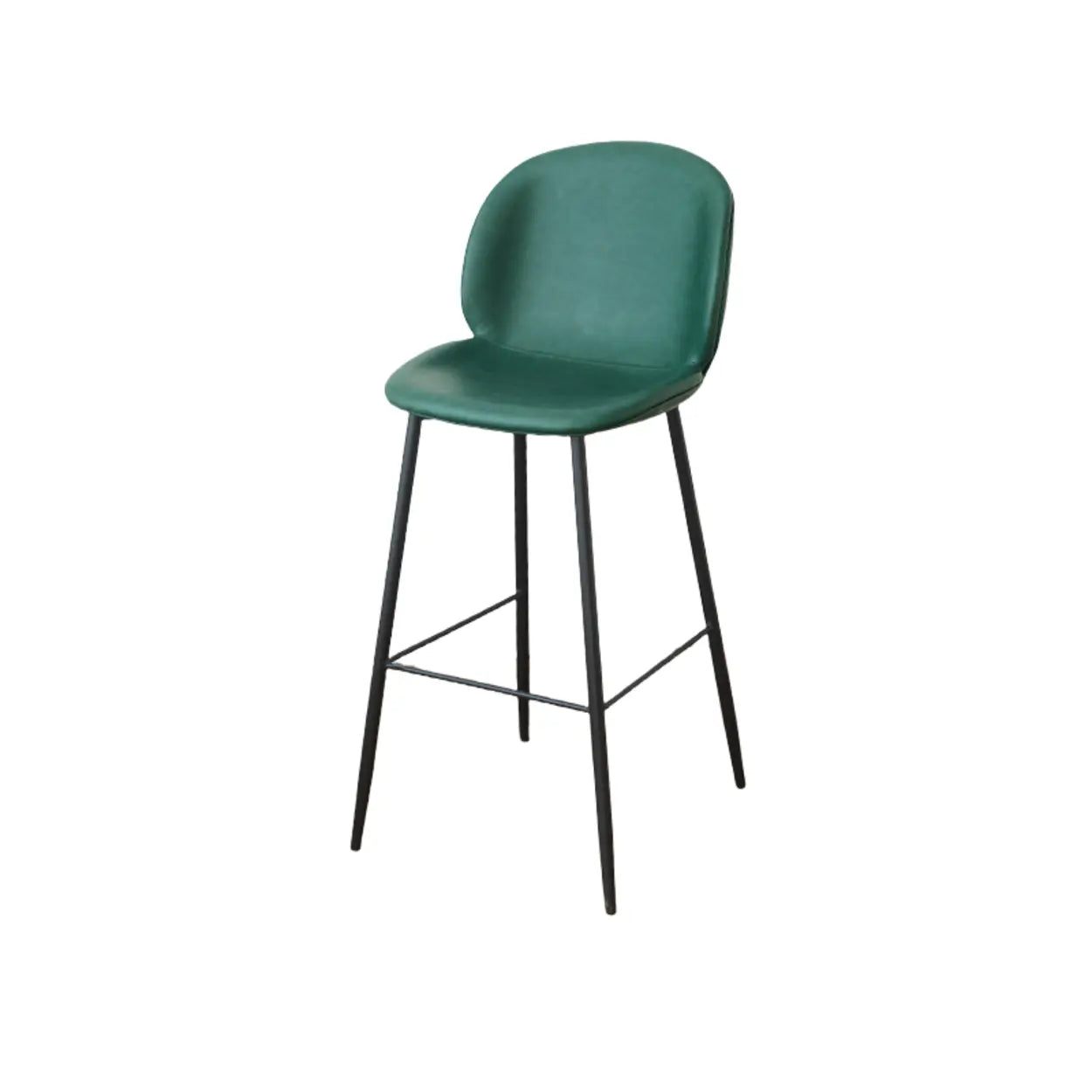 Modern Brown Leather Bucket Bar Stool with Metal Legs Image - 9