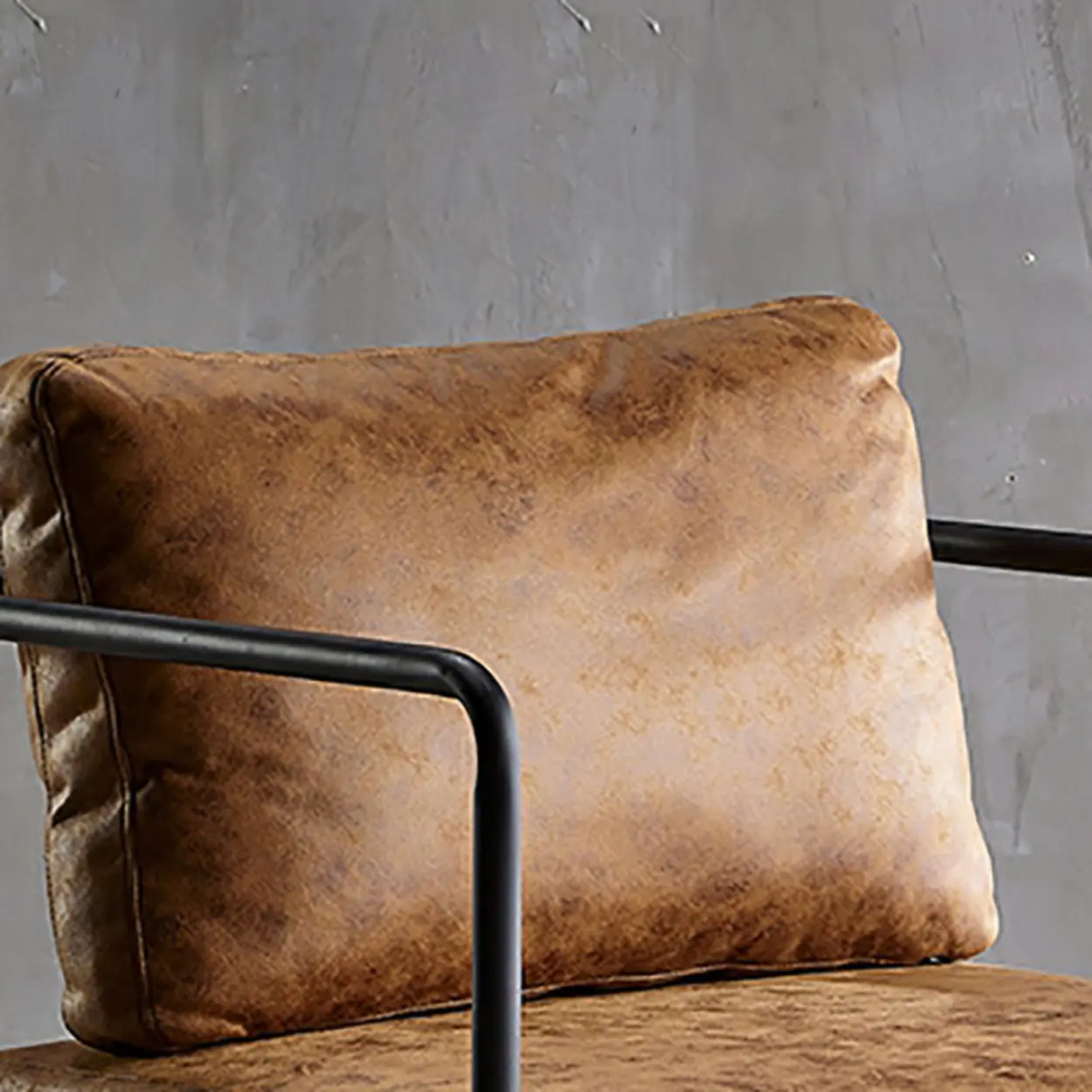 Modern Brown Leather Lounge Accent Chair with Arms Image - 12