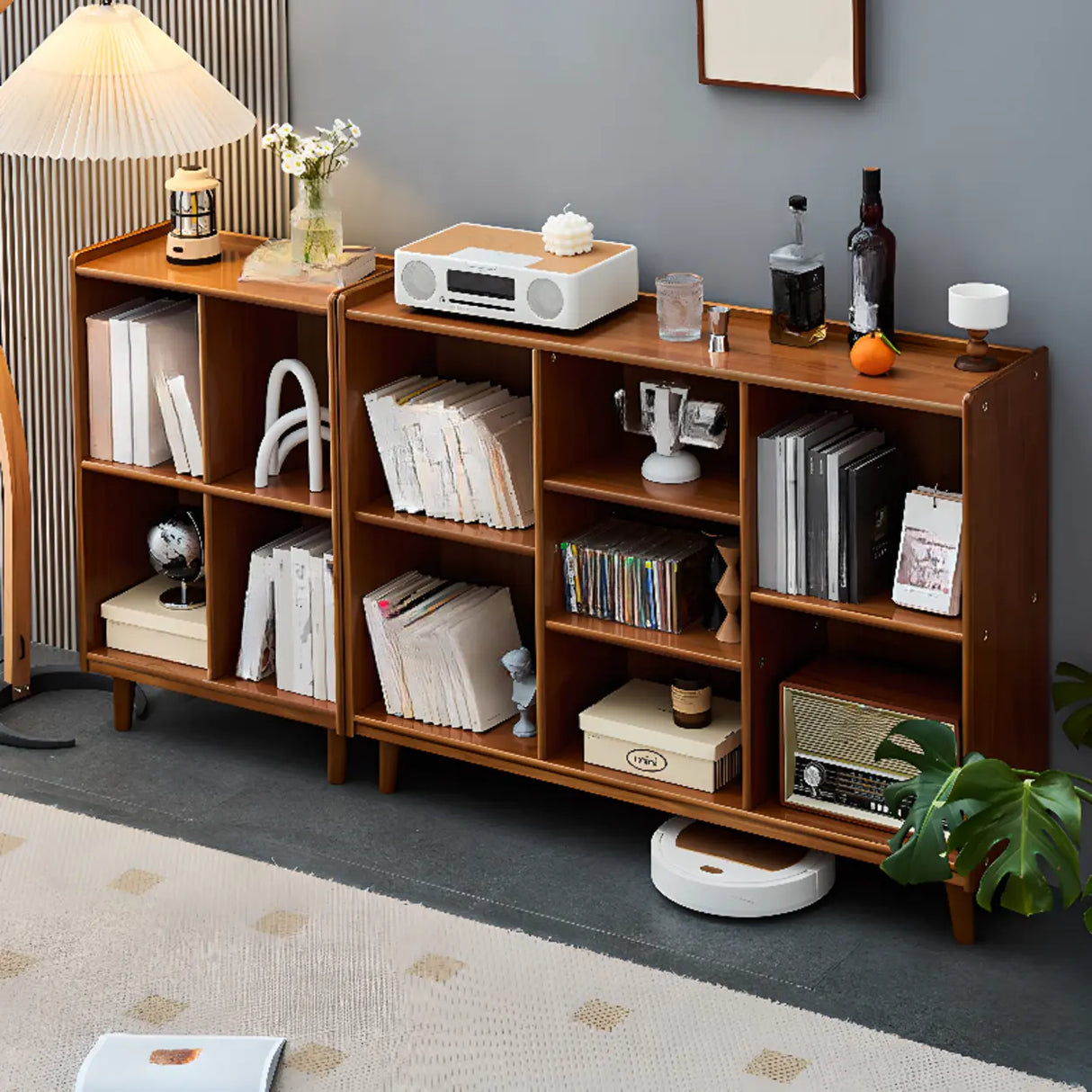 Modern Brown Lumber Rectangular Cocoa Wide Bookcase Image - 10