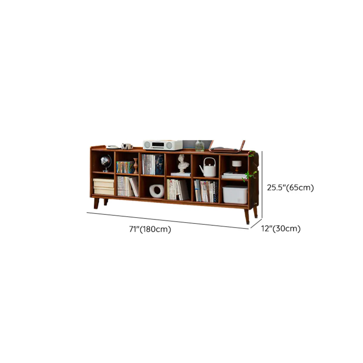Modern Brown Lumber Rectangular Cocoa Wide Bookcase Image - 15