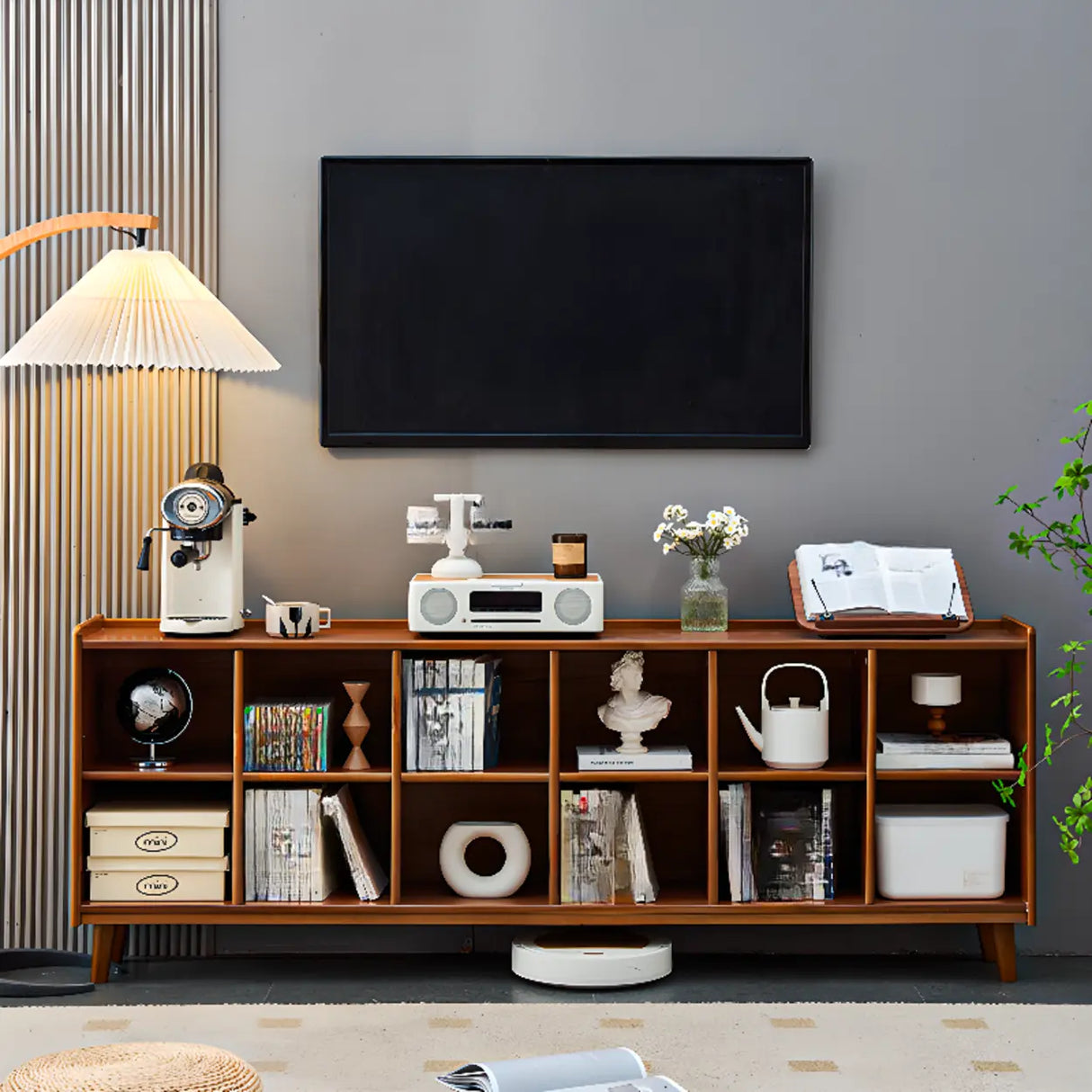 Modern Brown Lumber Rectangular Cocoa Wide Bookcase Image - 1