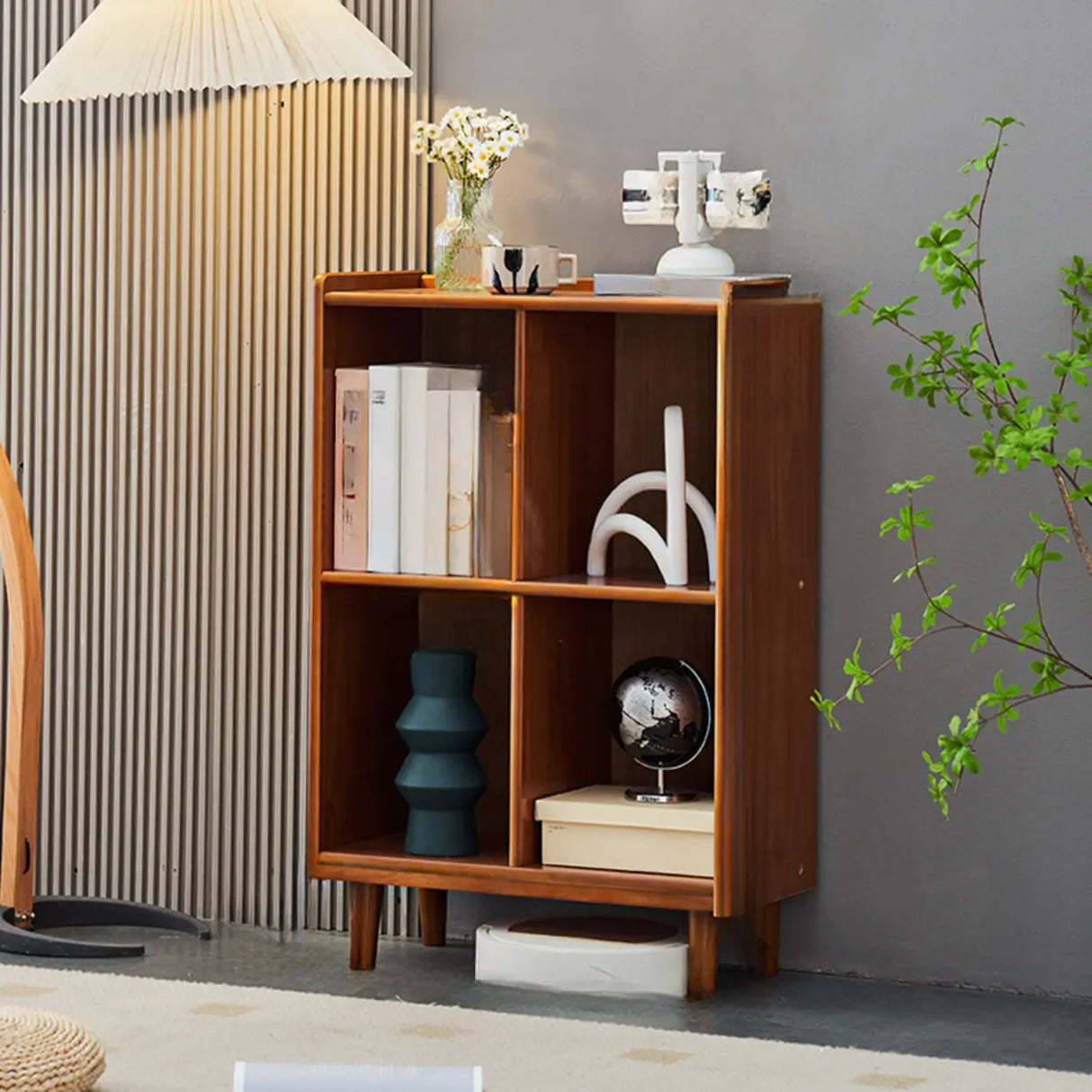 Modern Brown Lumber Rectangular Cocoa Wide Bookcase Image - 2