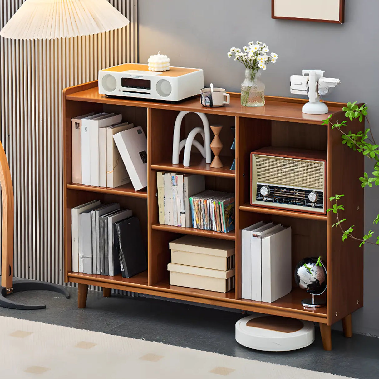 Modern Brown Lumber Rectangular Cocoa Wide Bookcase Image - 4