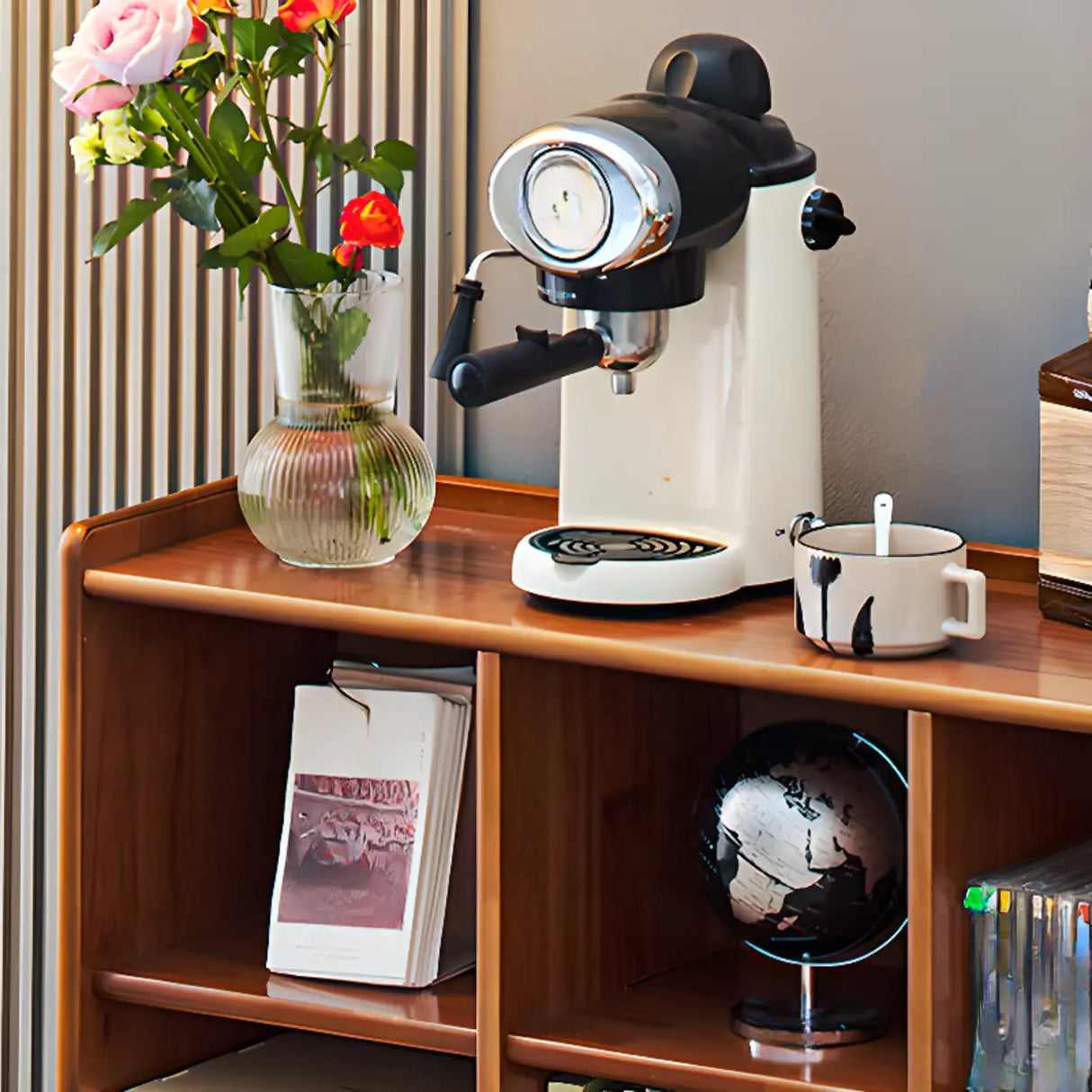 Modern Brown Lumber Rectangular Cocoa Wide Bookcase Image - 8