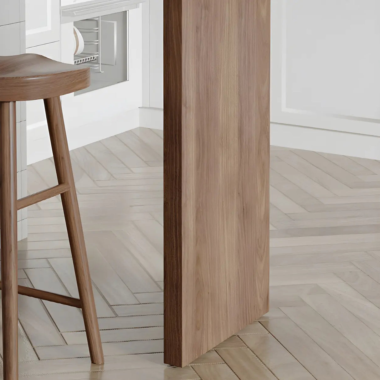 Modern Brown Rectangular Bar Table with Metal Leg Image - 15