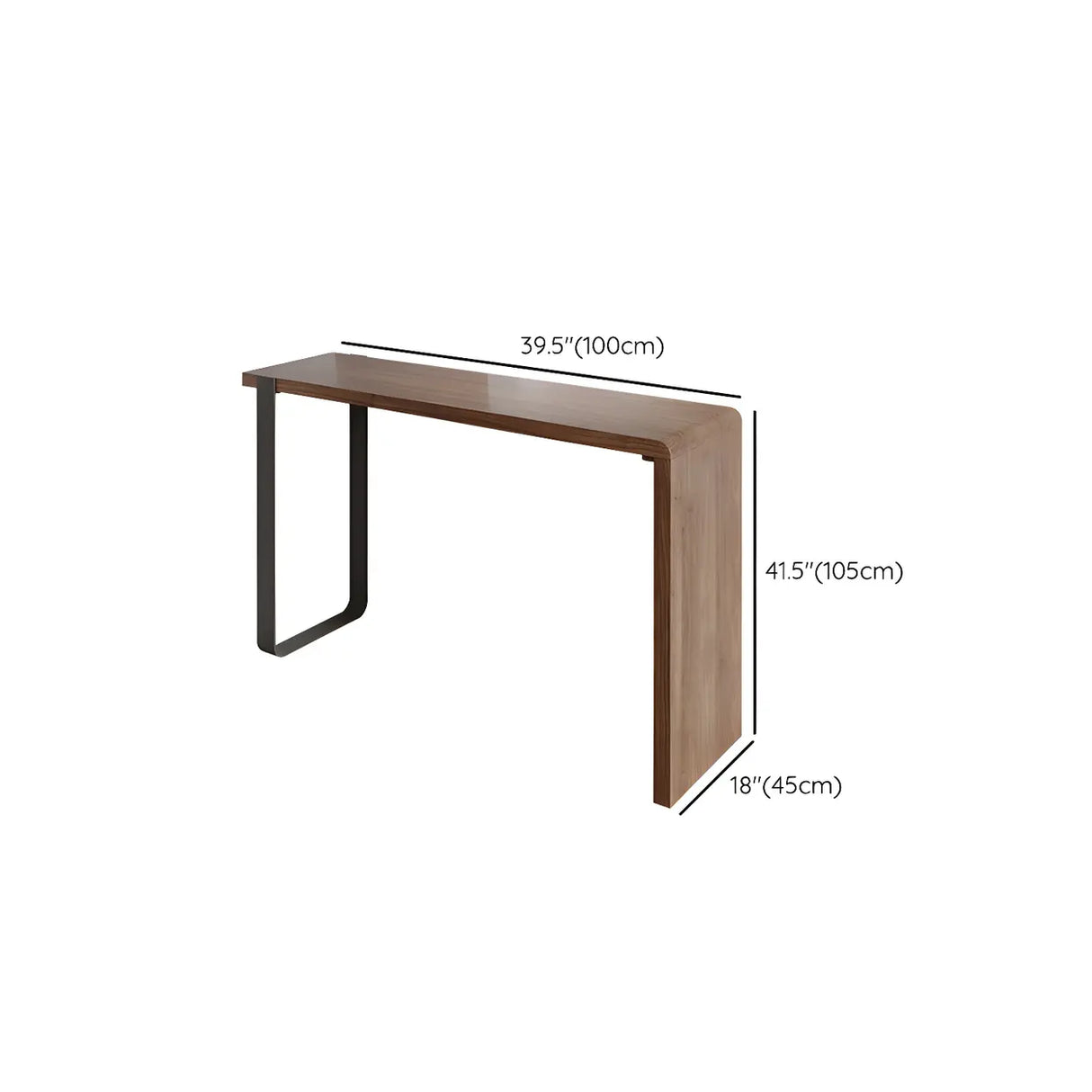 Modern Brown Rectangular Bar Table with Metal Leg