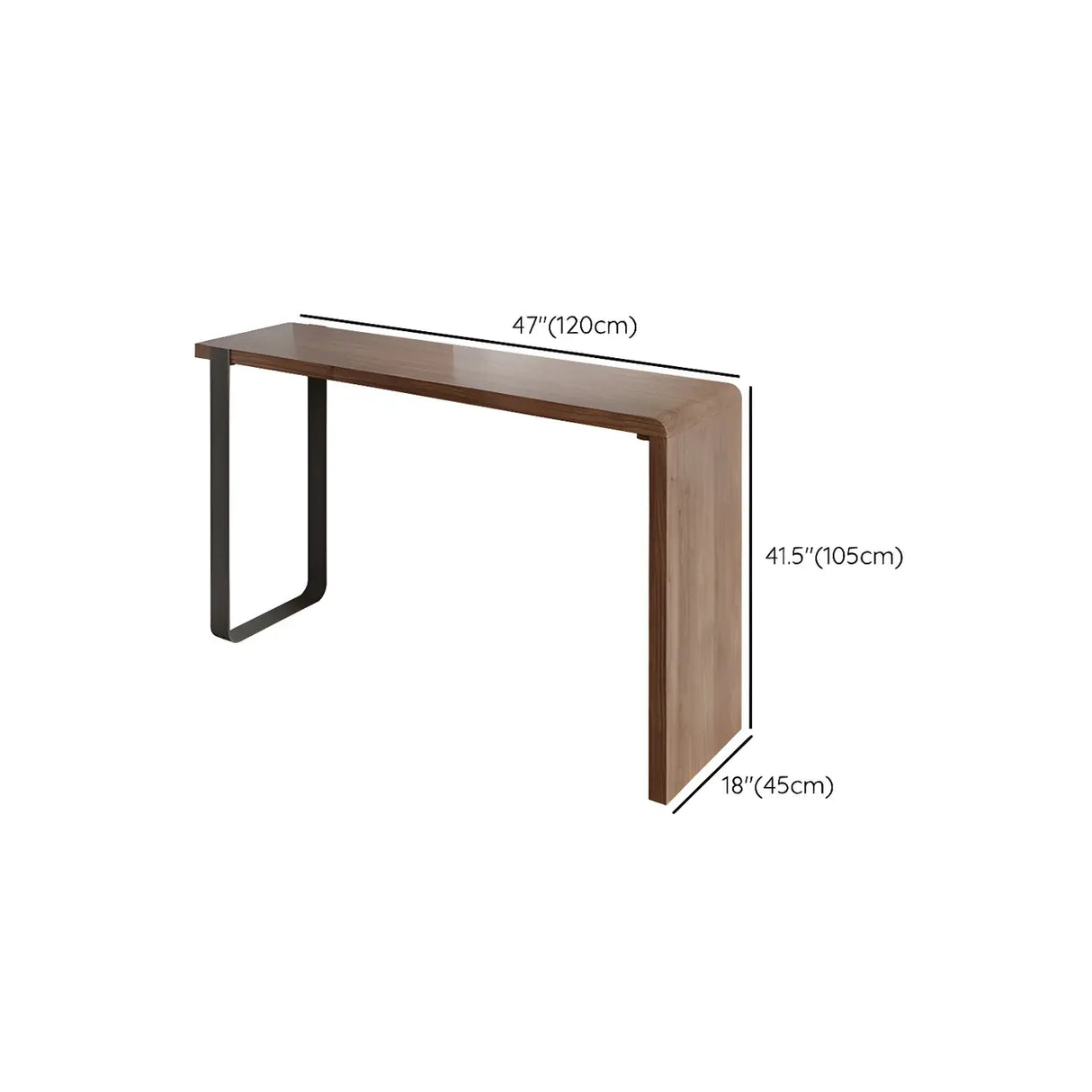 Modern Brown Rectangular Bar Table with Metal Leg Image - 18