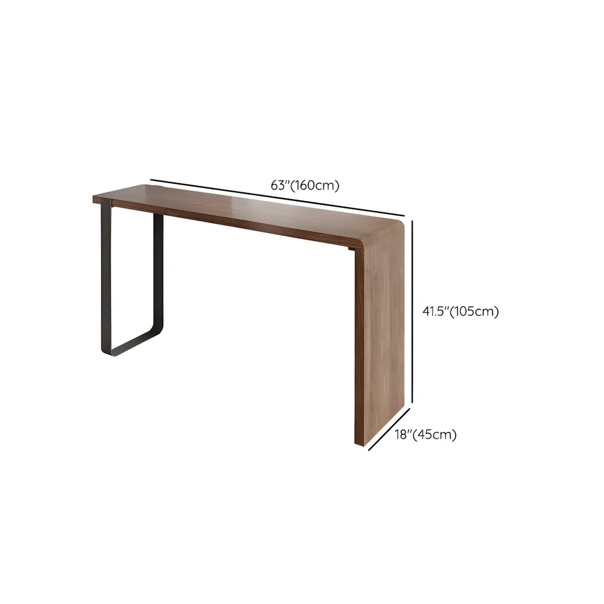 Modern Brown Rectangular Bar Table with Metal Leg Image - 20