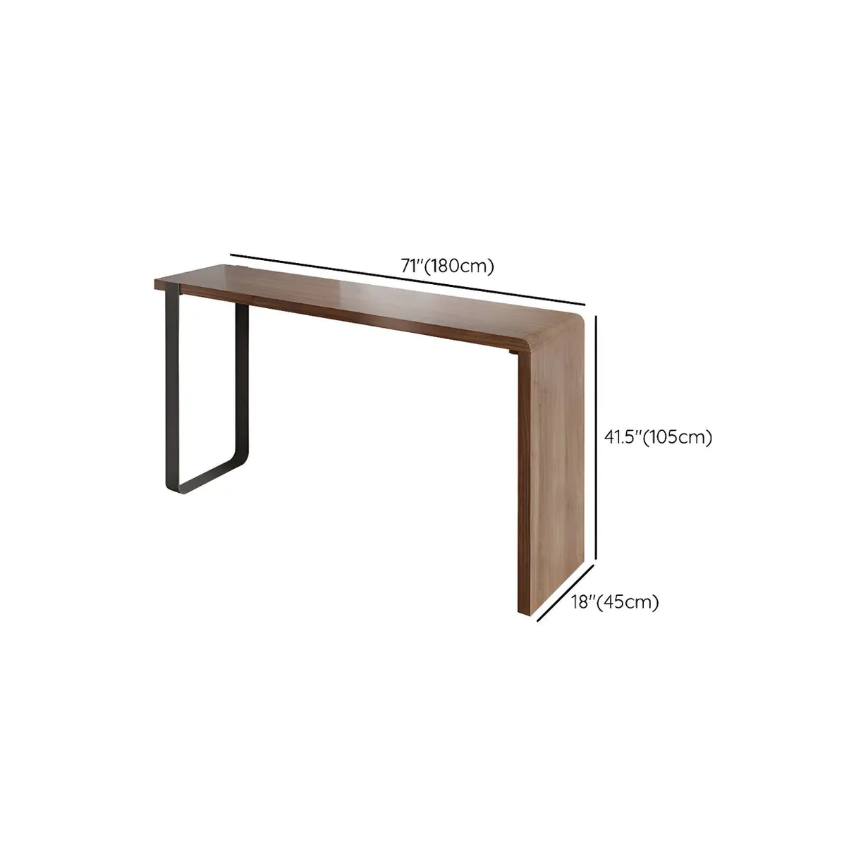 Modern Brown Rectangular Bar Table with Metal Leg Image - 21