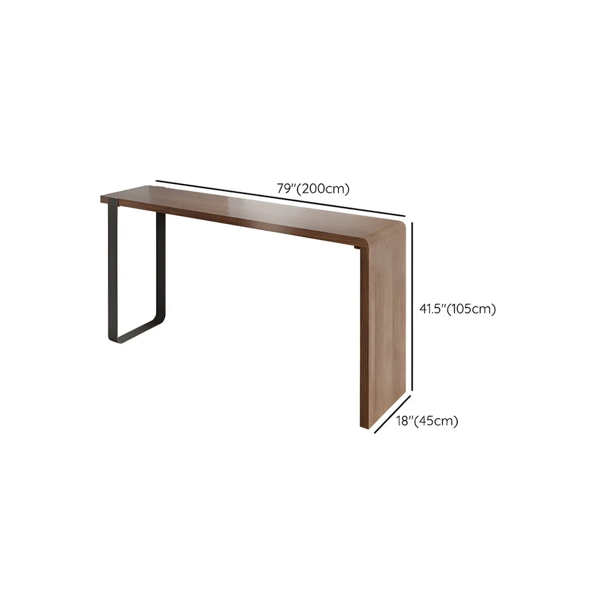 Modern Brown Rectangular Bar Table with Metal Leg Image - 22