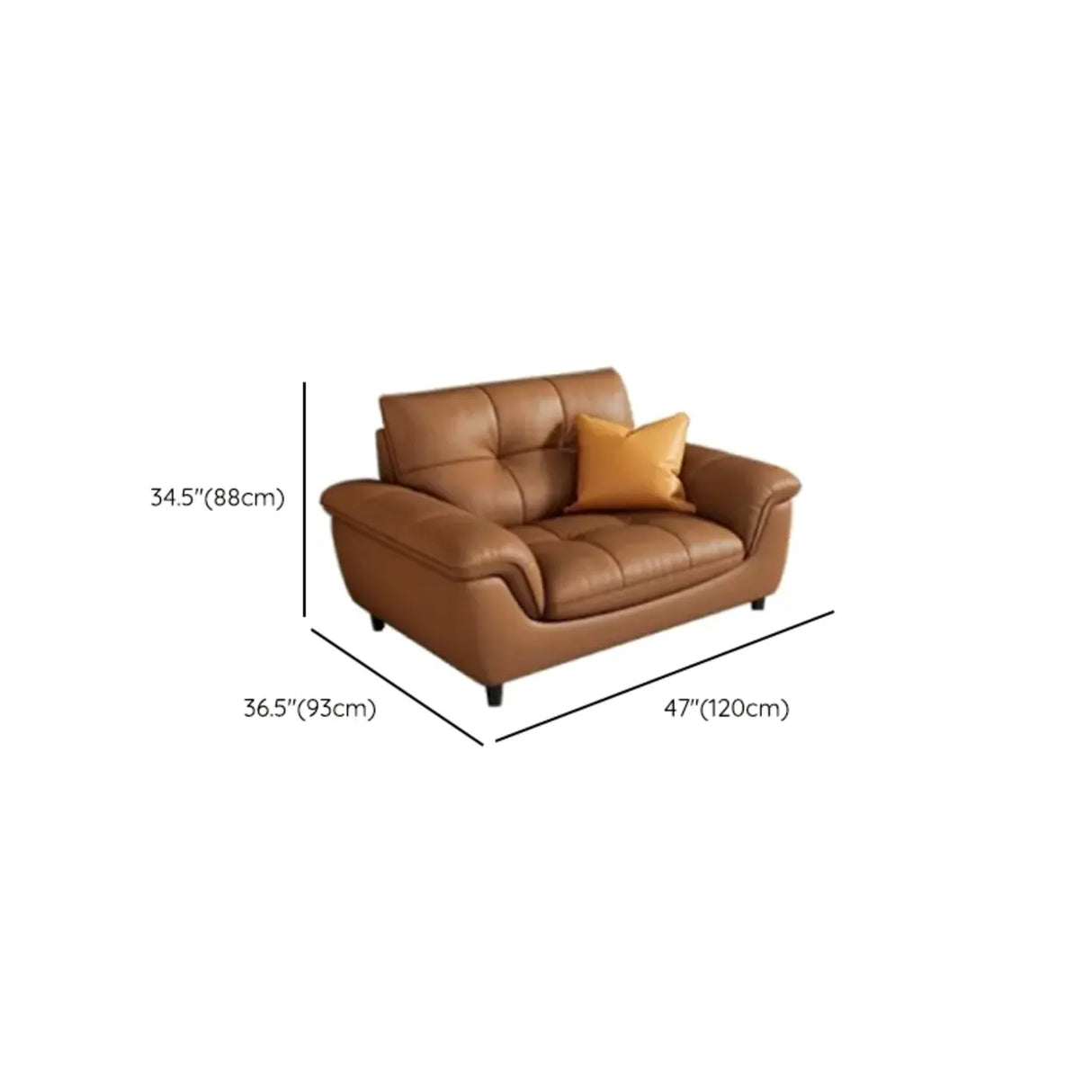 Modern Brown Tear Resistant Full Grain Cow Leather Sofa
