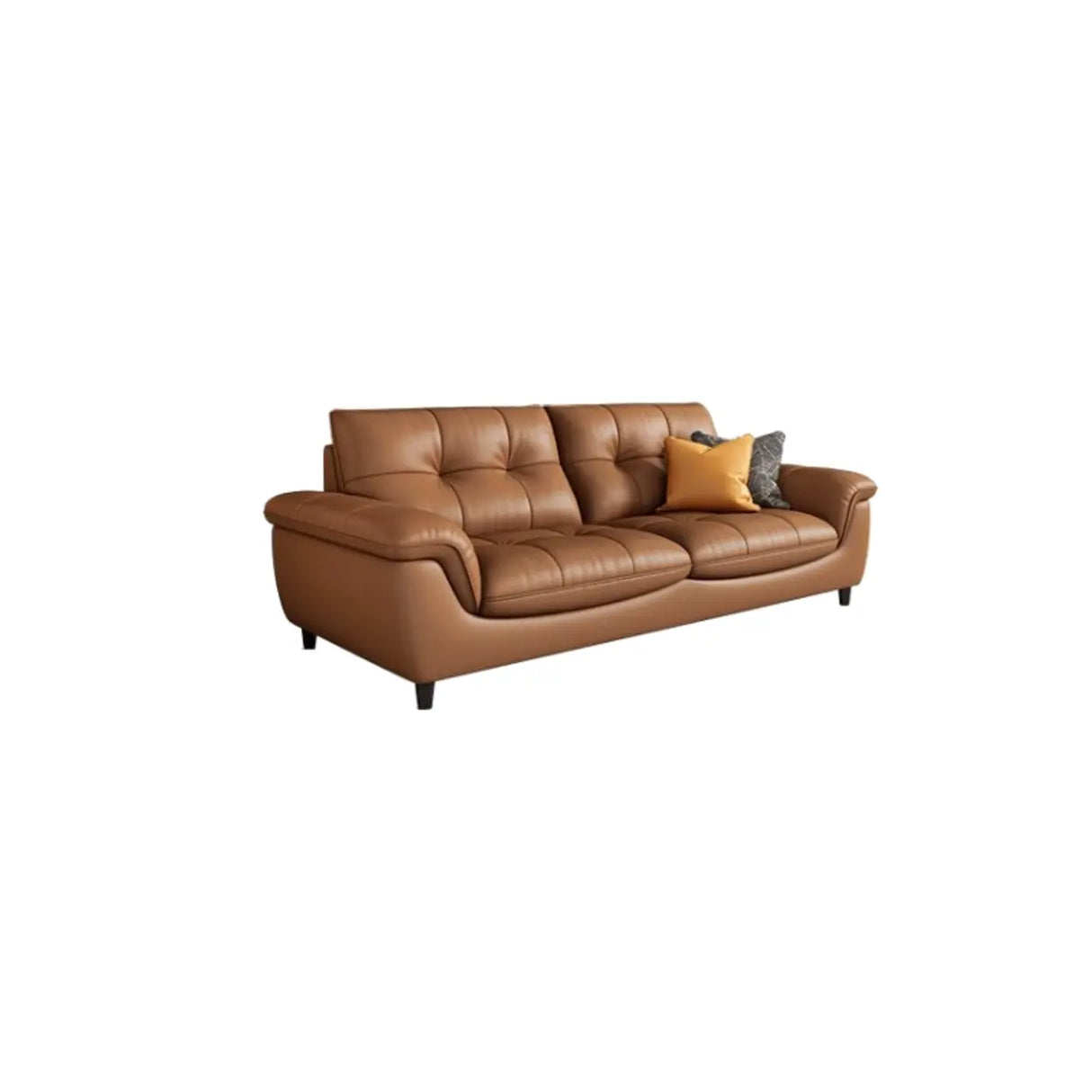Modern Brown Tear Resistant Full Grain Cow Leather Sofa Image - 3
