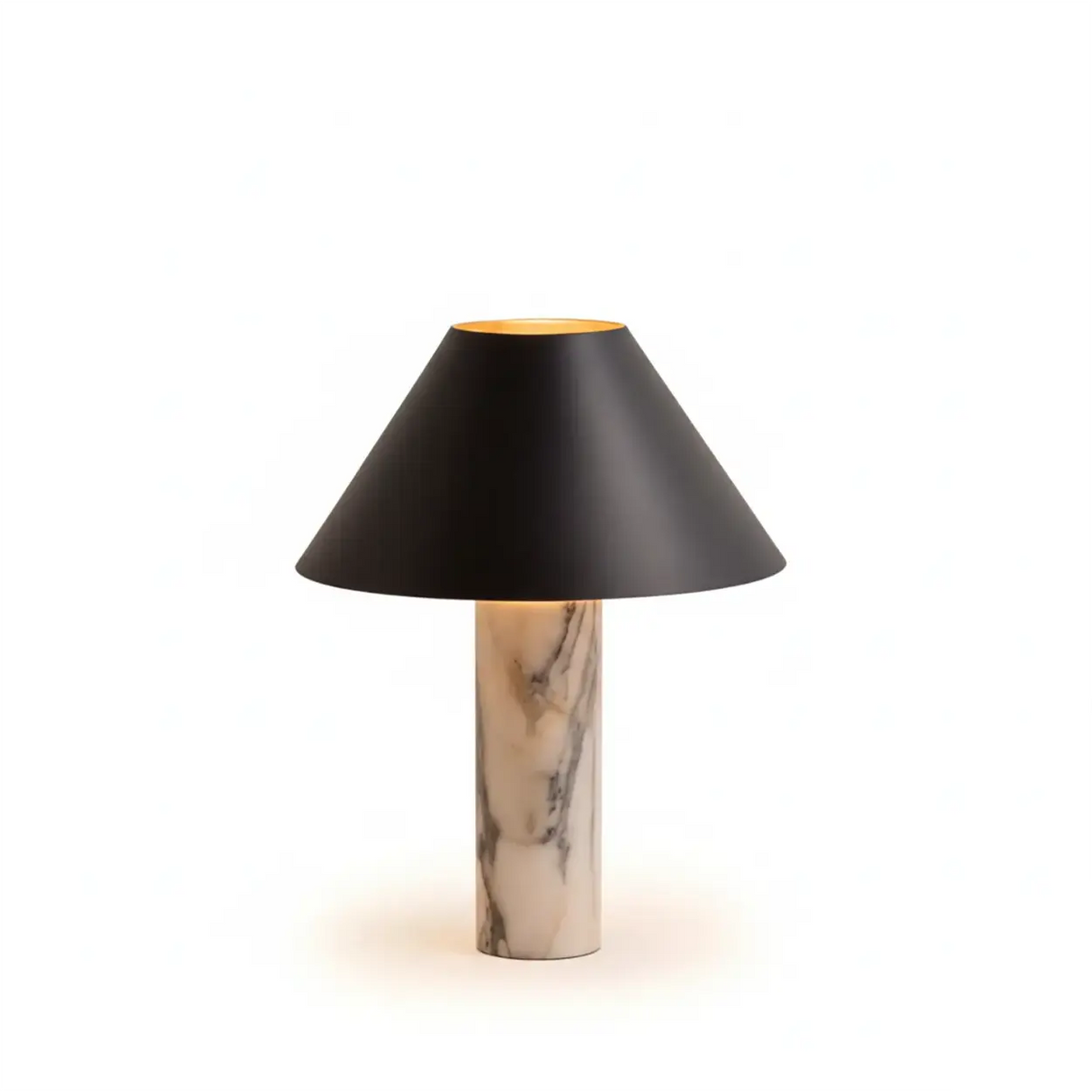 Modern Calacatta Marble LED Cone Shade Table Lamp For Bedroom Image - 5
