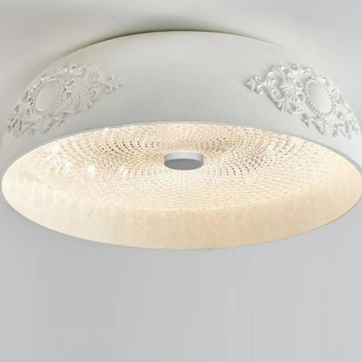 Contemporary White Carving Dome Flush Mount Light Image - 10