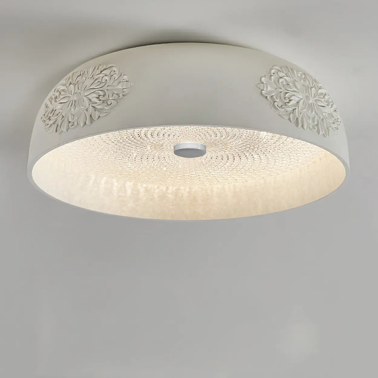 Contemporary White Carving Dome Flush Mount Light Image - 3