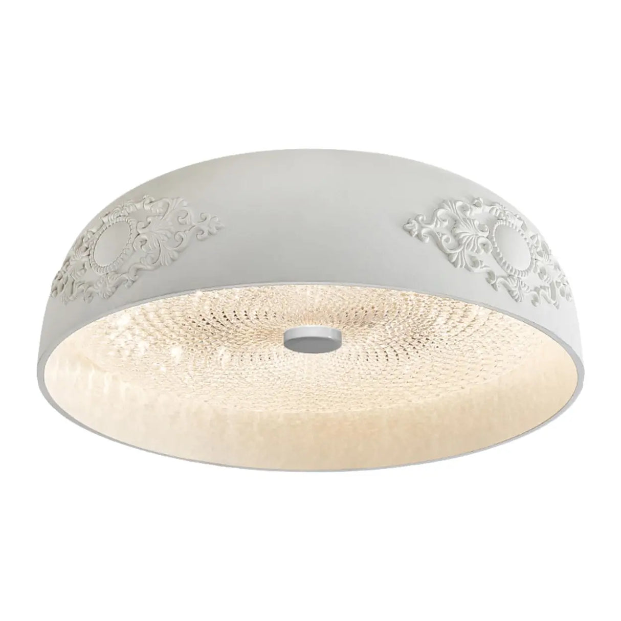 Contemporary White Carving Dome Flush Mount Light Image - 5