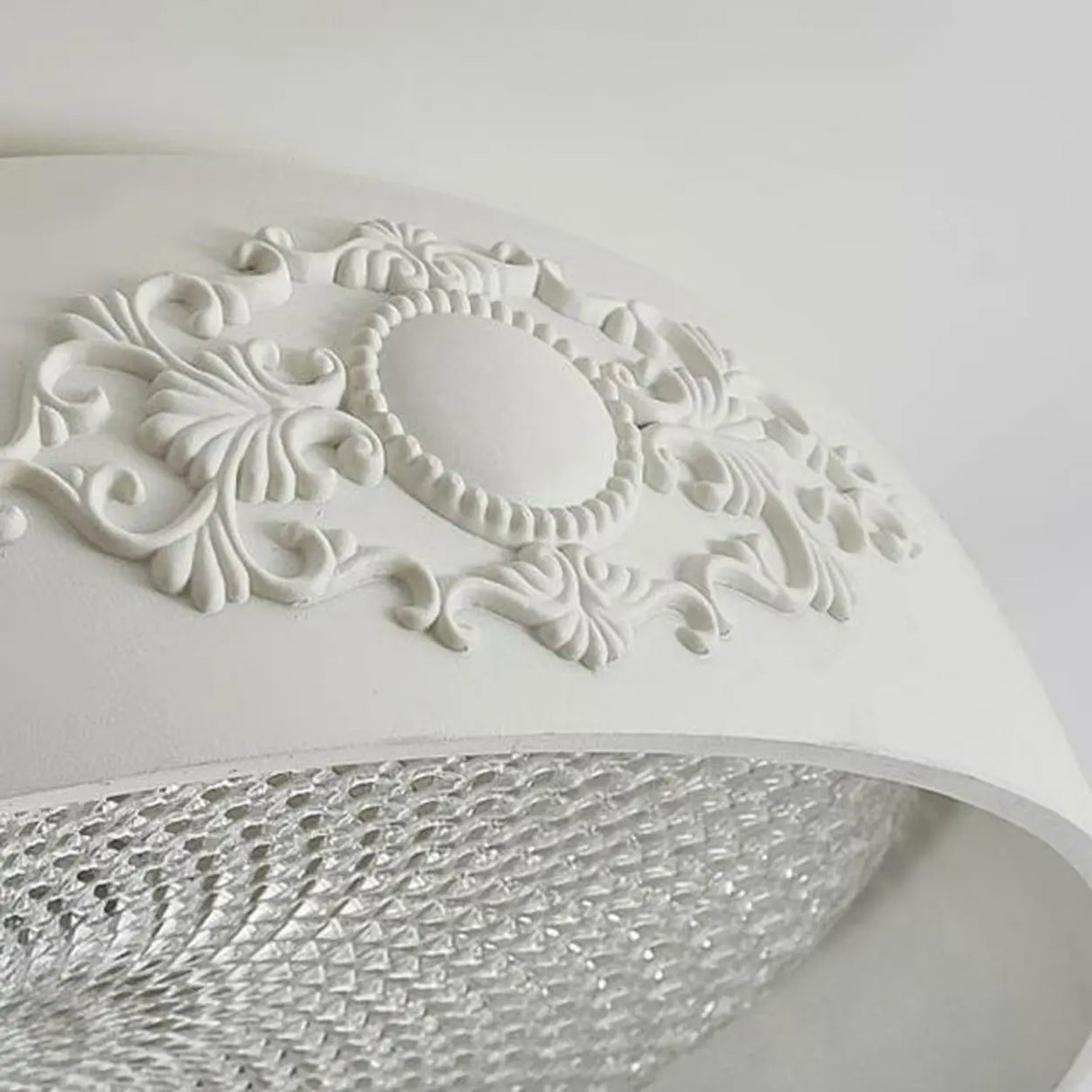 Contemporary White Carving Dome Flush Mount Light Image - 8