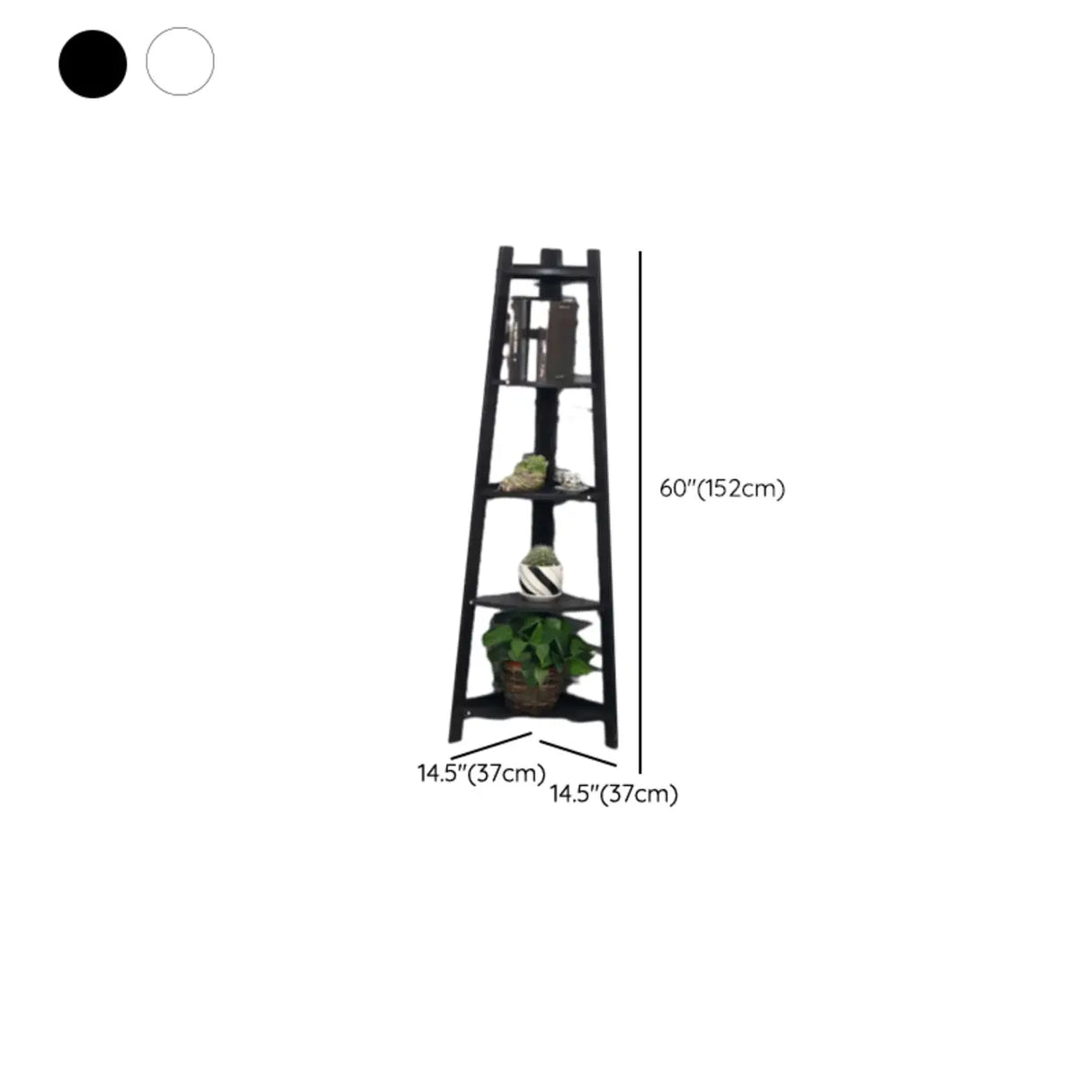 Modern Causal Open Shelves Wood Corner Ladder Bookcase Image - 16