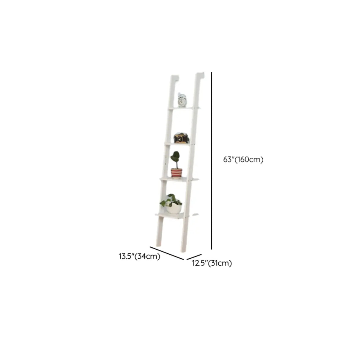 Modern Causal Open Shelves Wood Corner Ladder Bookcase Image - 18