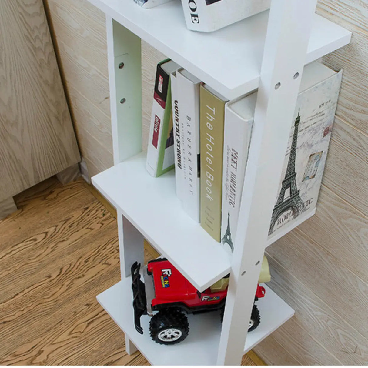 Modern Causal Open Shelves Wood Corner Ladder Bookcase Image - 8