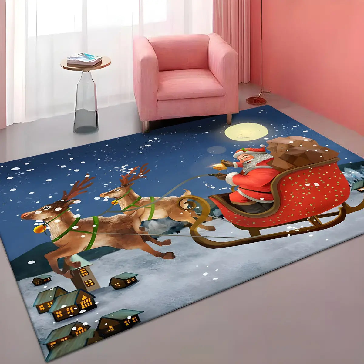 Modern Christmas Santa Claus Polyester Area Rug Image - 10