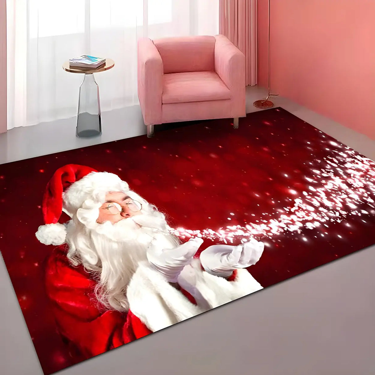 Modern Christmas Santa Claus Polyester Area Rug Image - 2