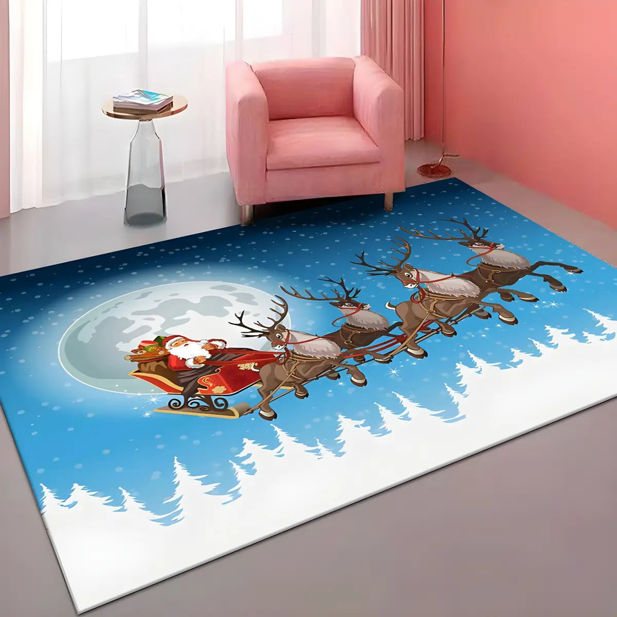 Modern Christmas Santa Claus Polyester Area Rug Image - 9
