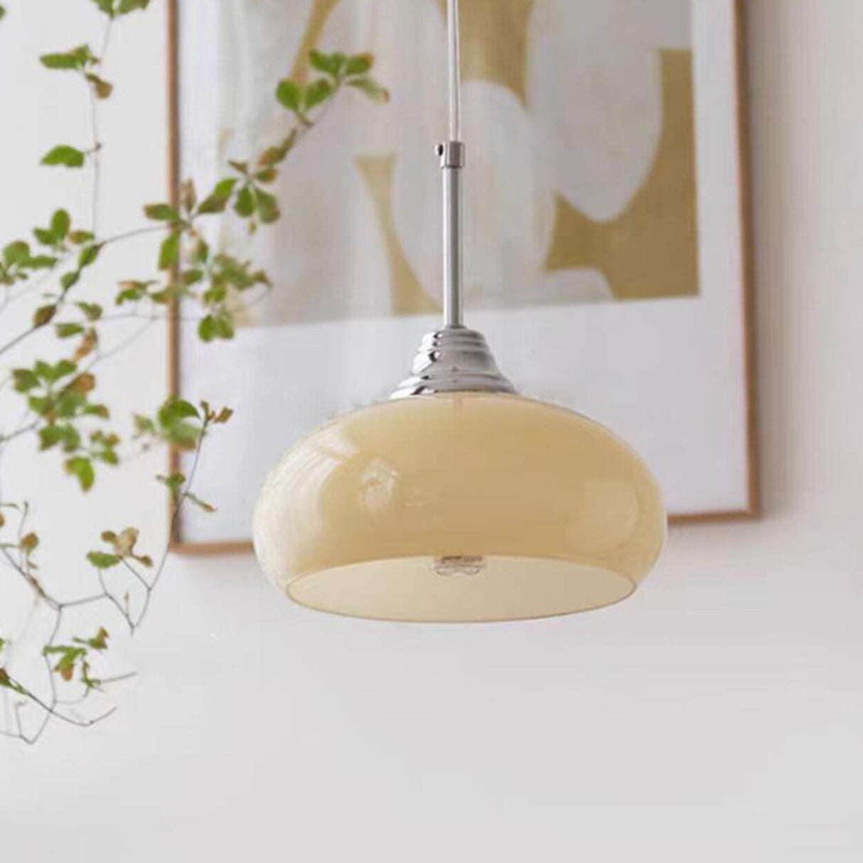 Modern Chrome Glass Metal Pendant Light Adjustable Cord Image - 4