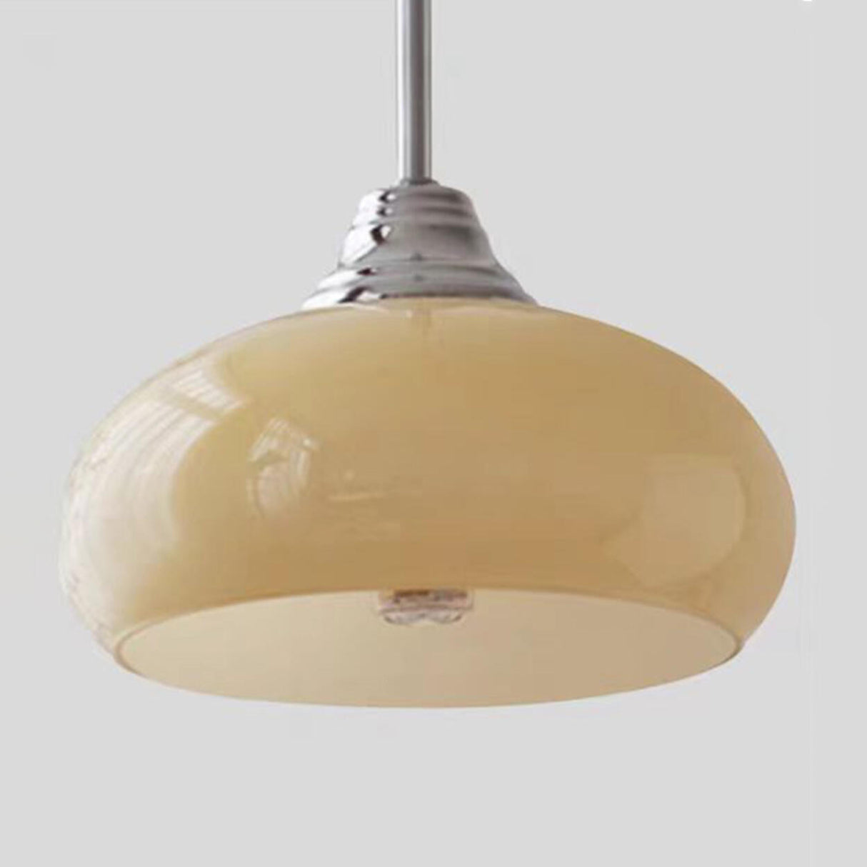 Modern Chrome Glass Metal Pendant Light Adjustable Cord Image - 7