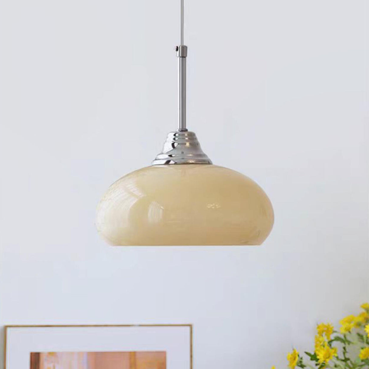 Modern Chrome Glass Metal Pendant Light Adjustable Cord Image - 9