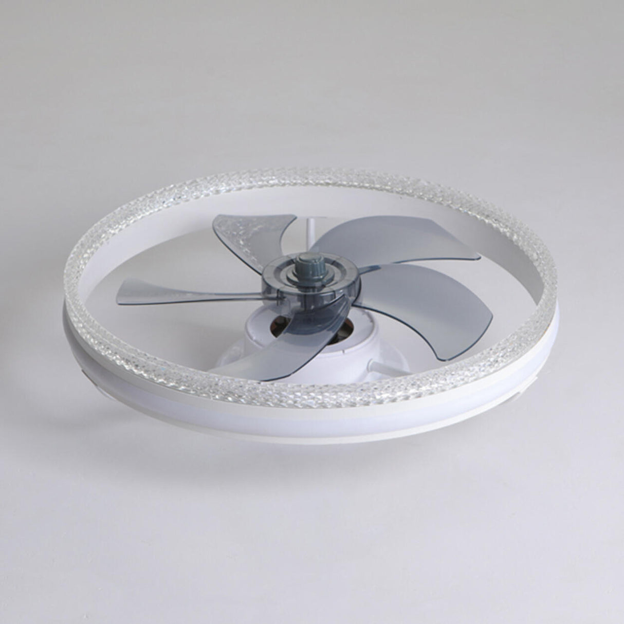 Modern Circle Grey Blade Remote Ceiling Fan with Light Image - 14