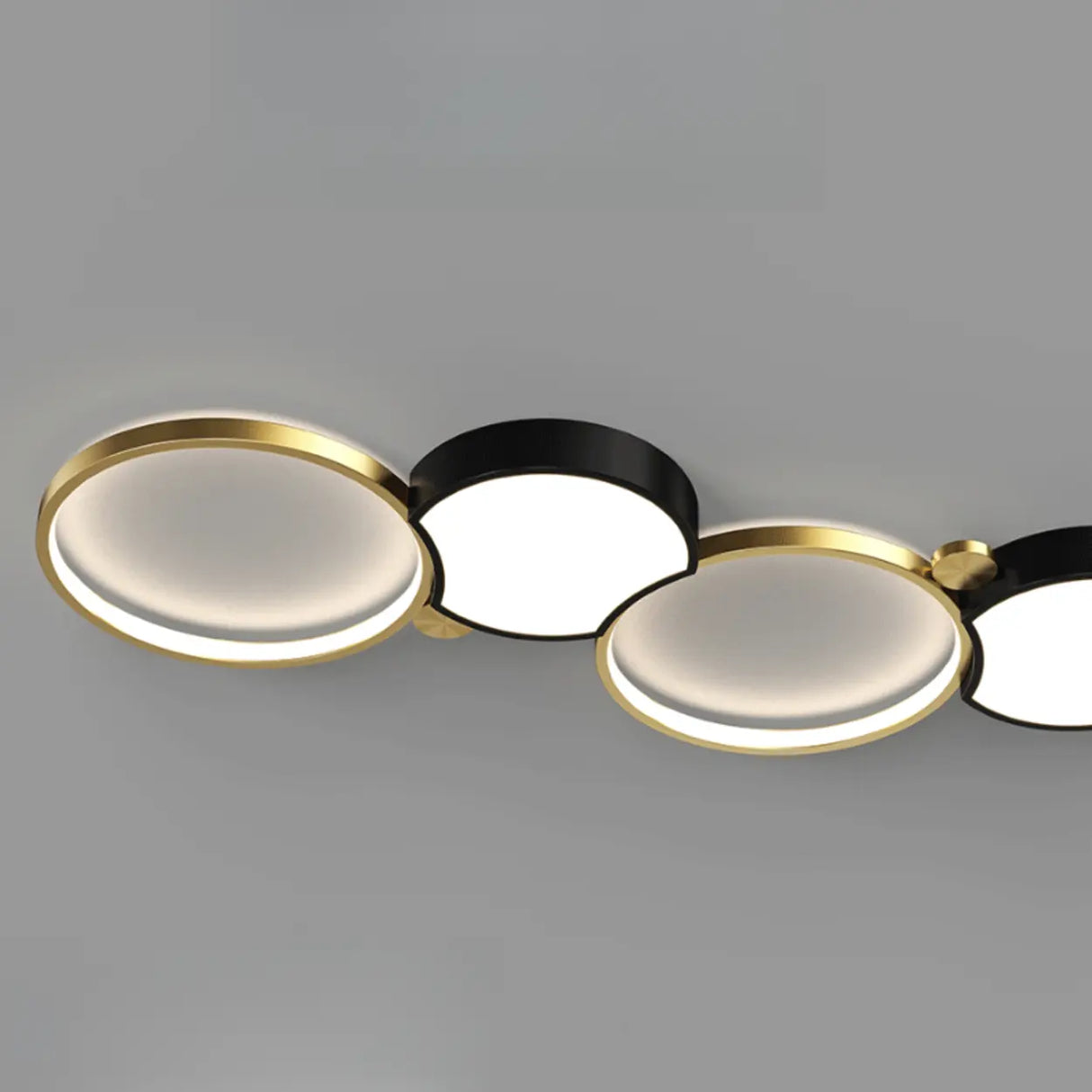 Black Gold Modular Circle LED Flush Mount Ceiling Light Image - 10
