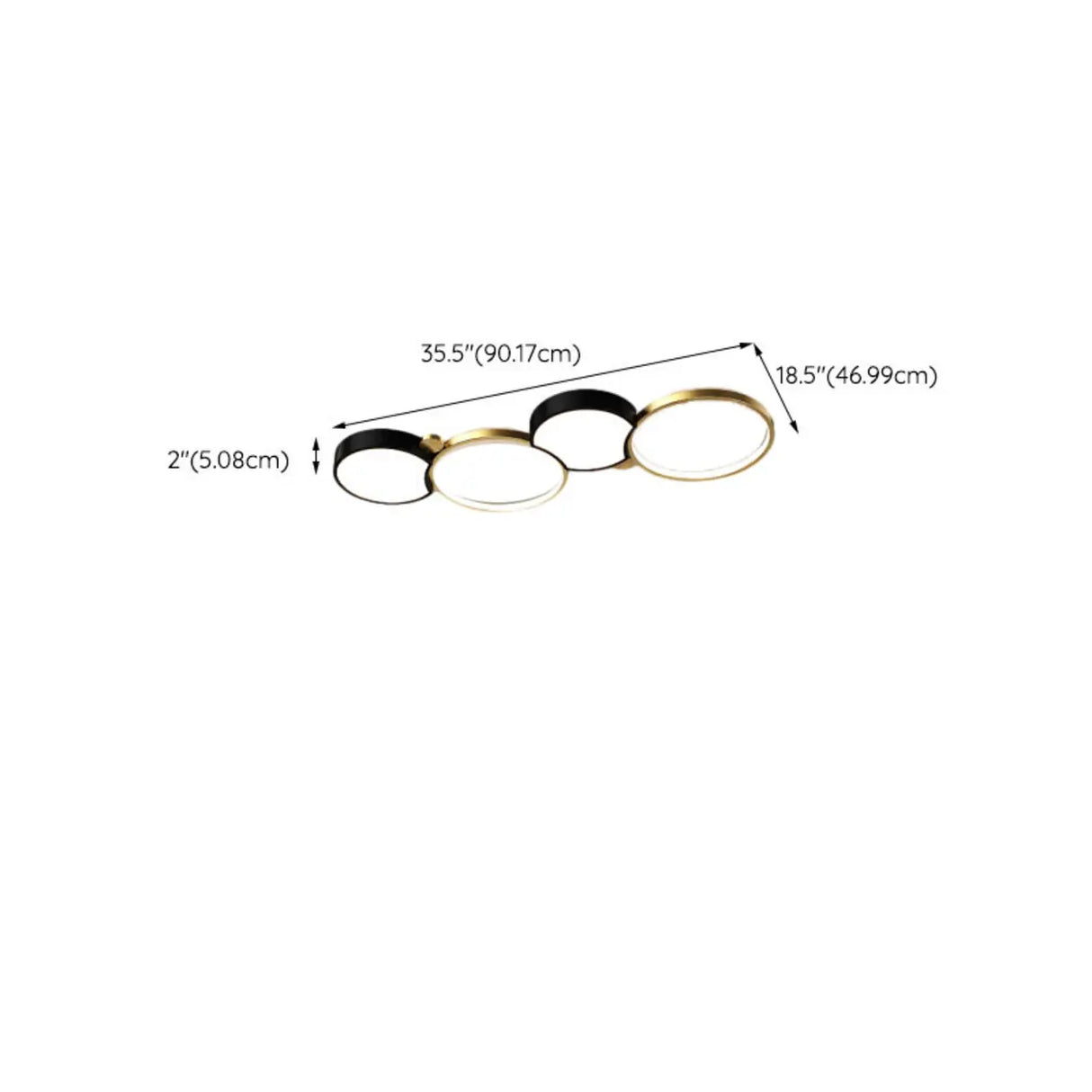 Black Gold Modular Circle LED Flush Mount Ceiling Light Image - 13