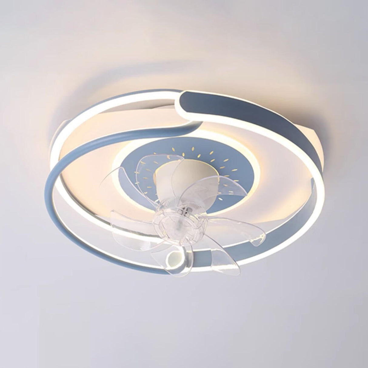 Modern Circular 7 Blades Ceiling Fan with LED Light Image - 11