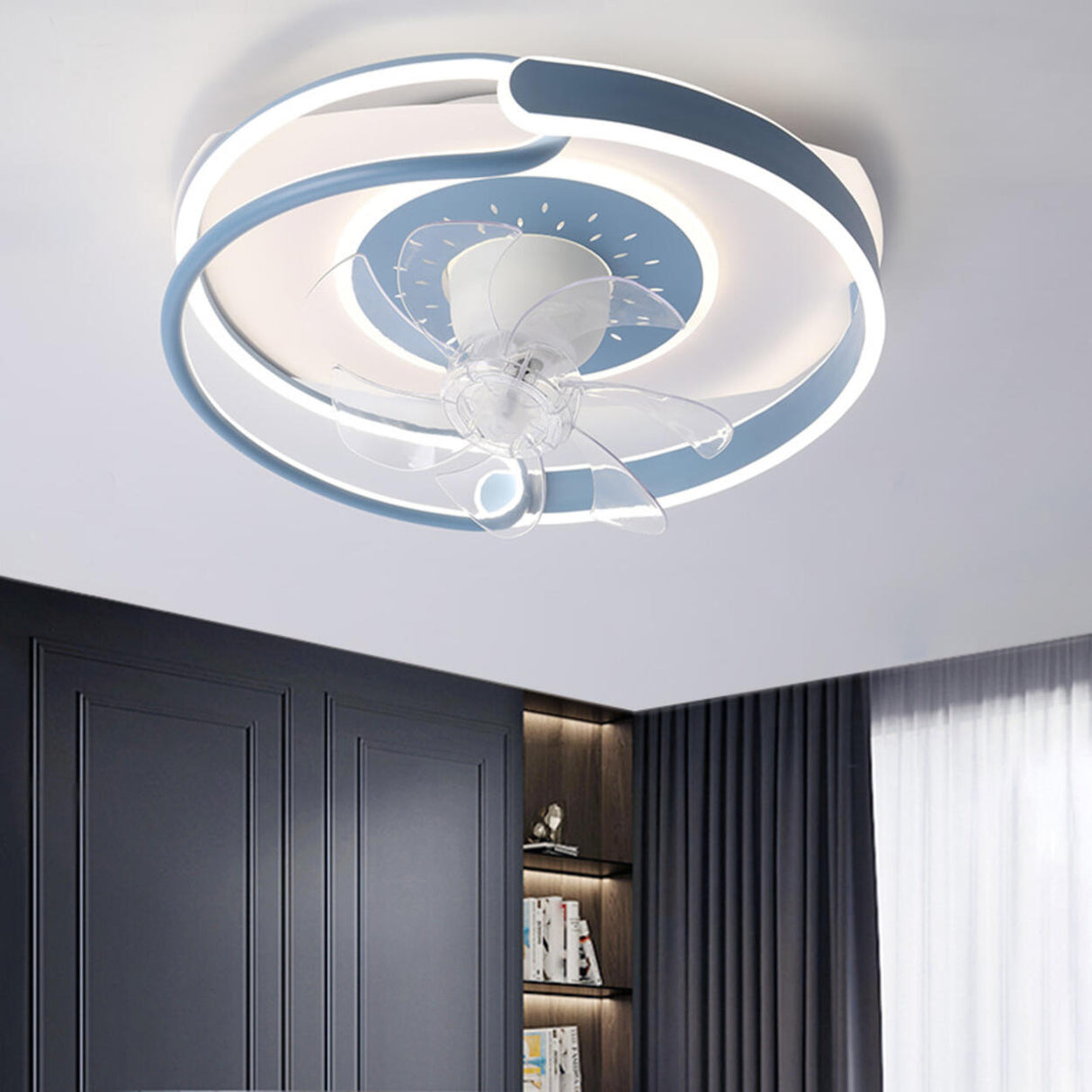 Modern Circular 7 Blades Ceiling Fan with LED Light Image - 3