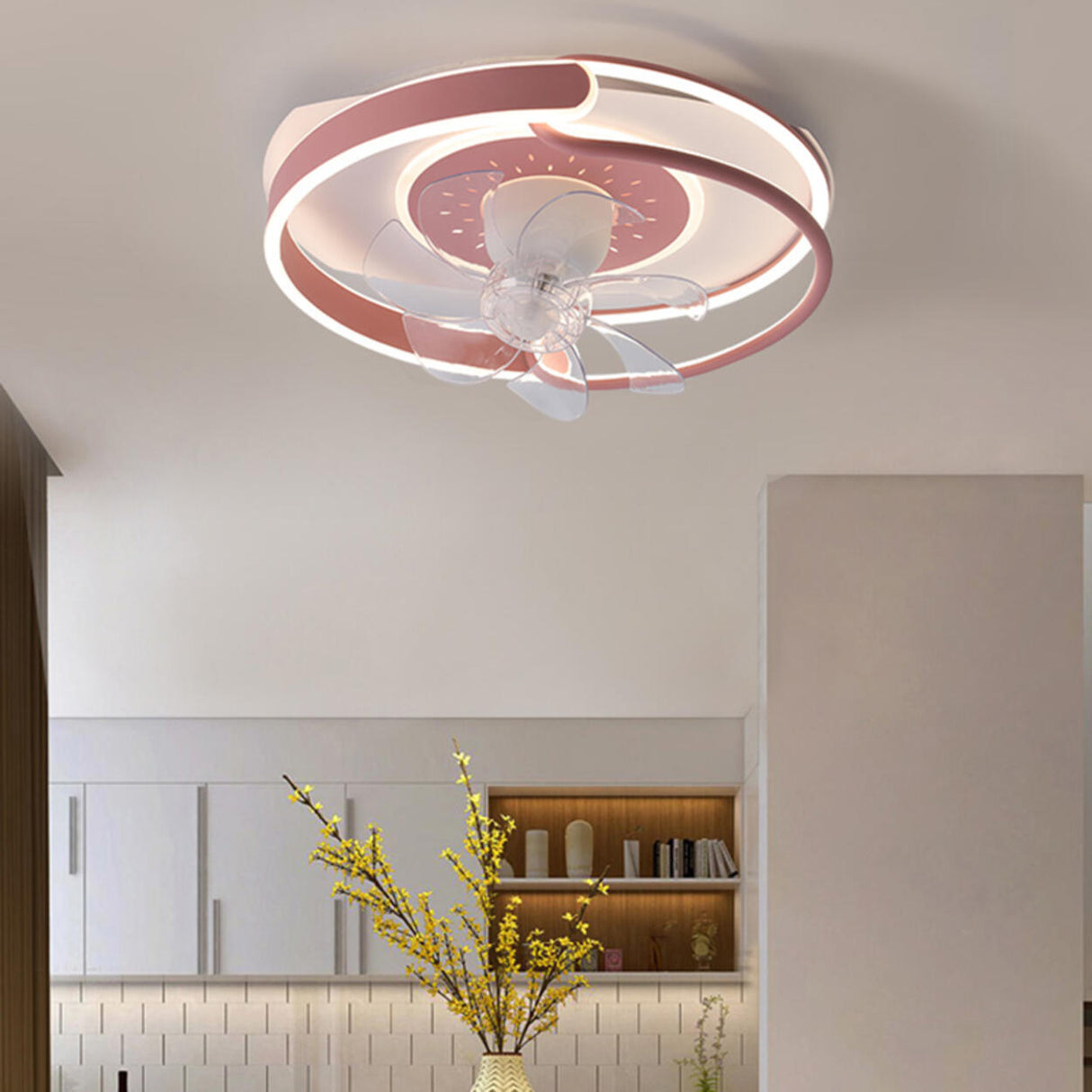 Modern Circular 7 Blades Ceiling Fan with LED Light Image - 4