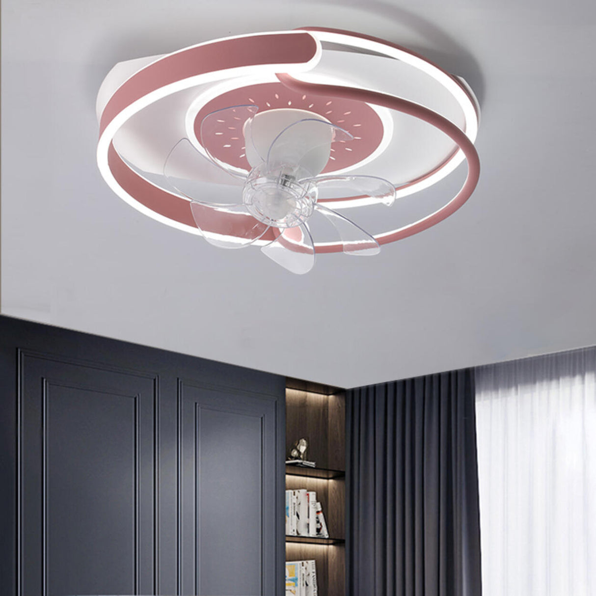 Modern Circular 7 Blades Ceiling Fan with LED Light Image - 5