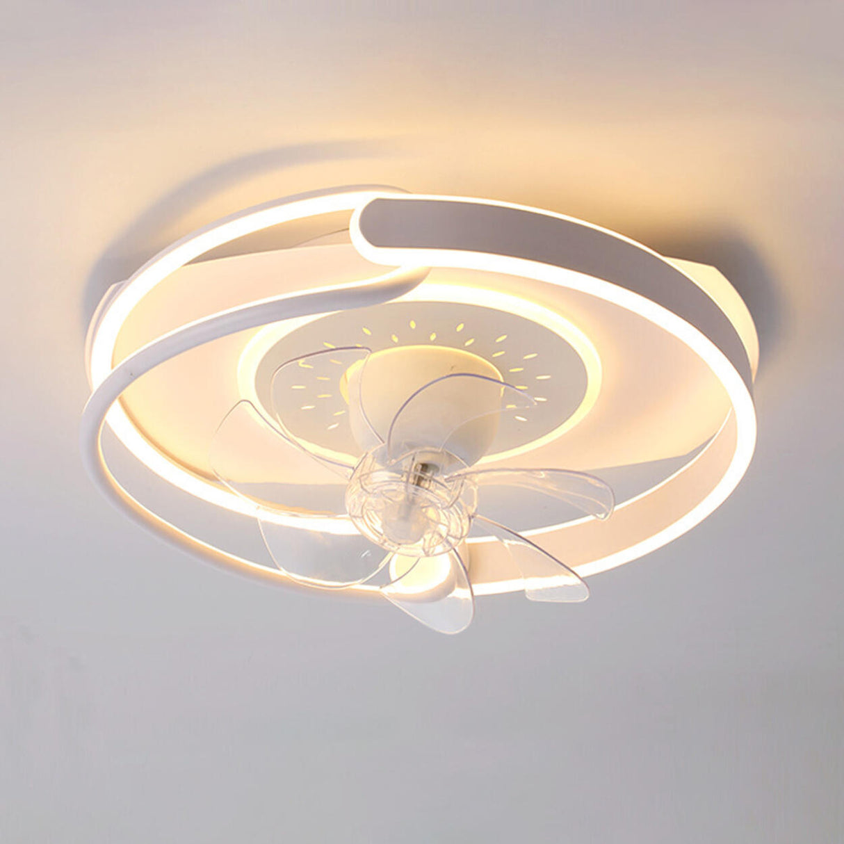 Modern Circular 7 Blades Ceiling Fan with LED Light Image - 9