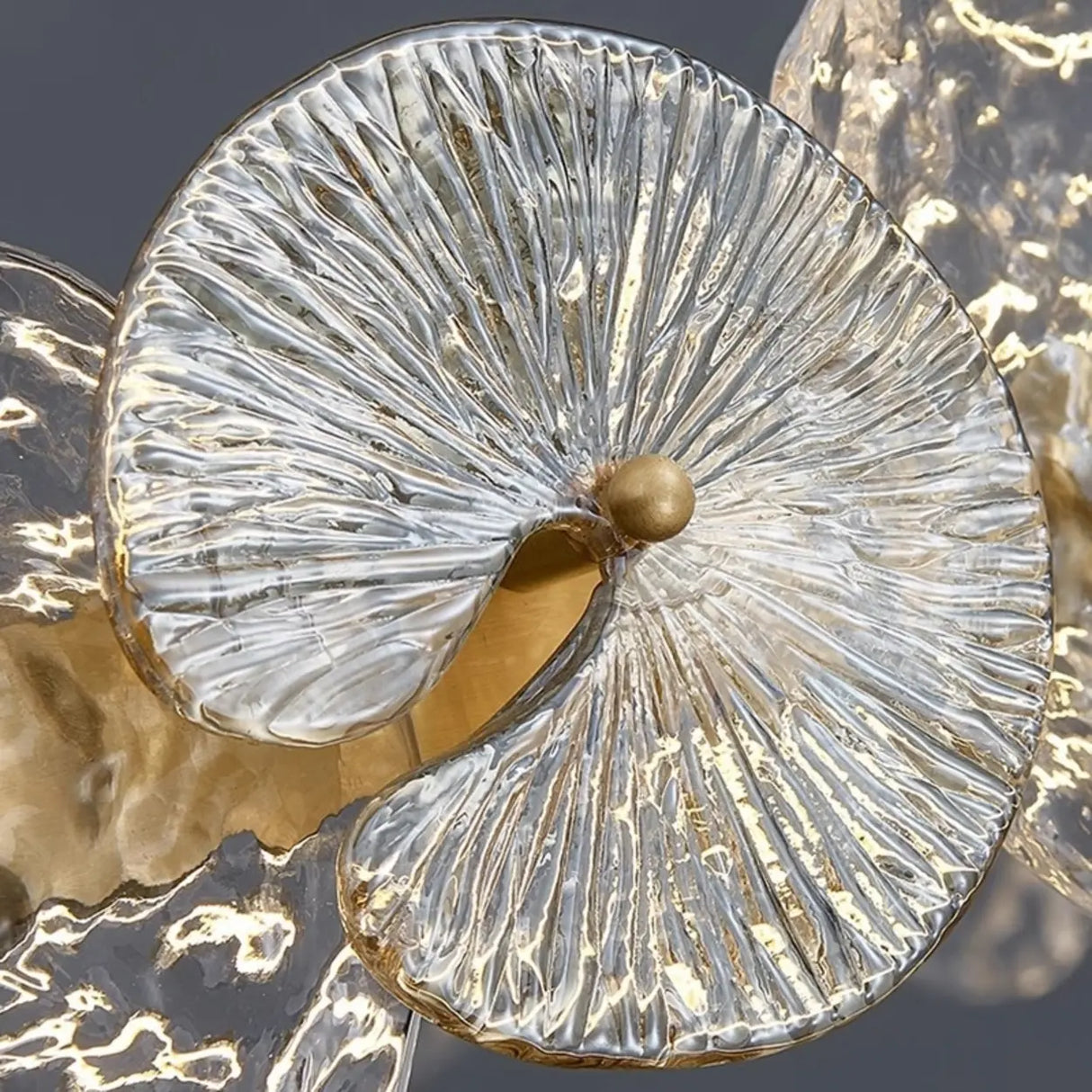 Modern Circular Clear Glass Disk Pendant Light Chandelier Image - 6