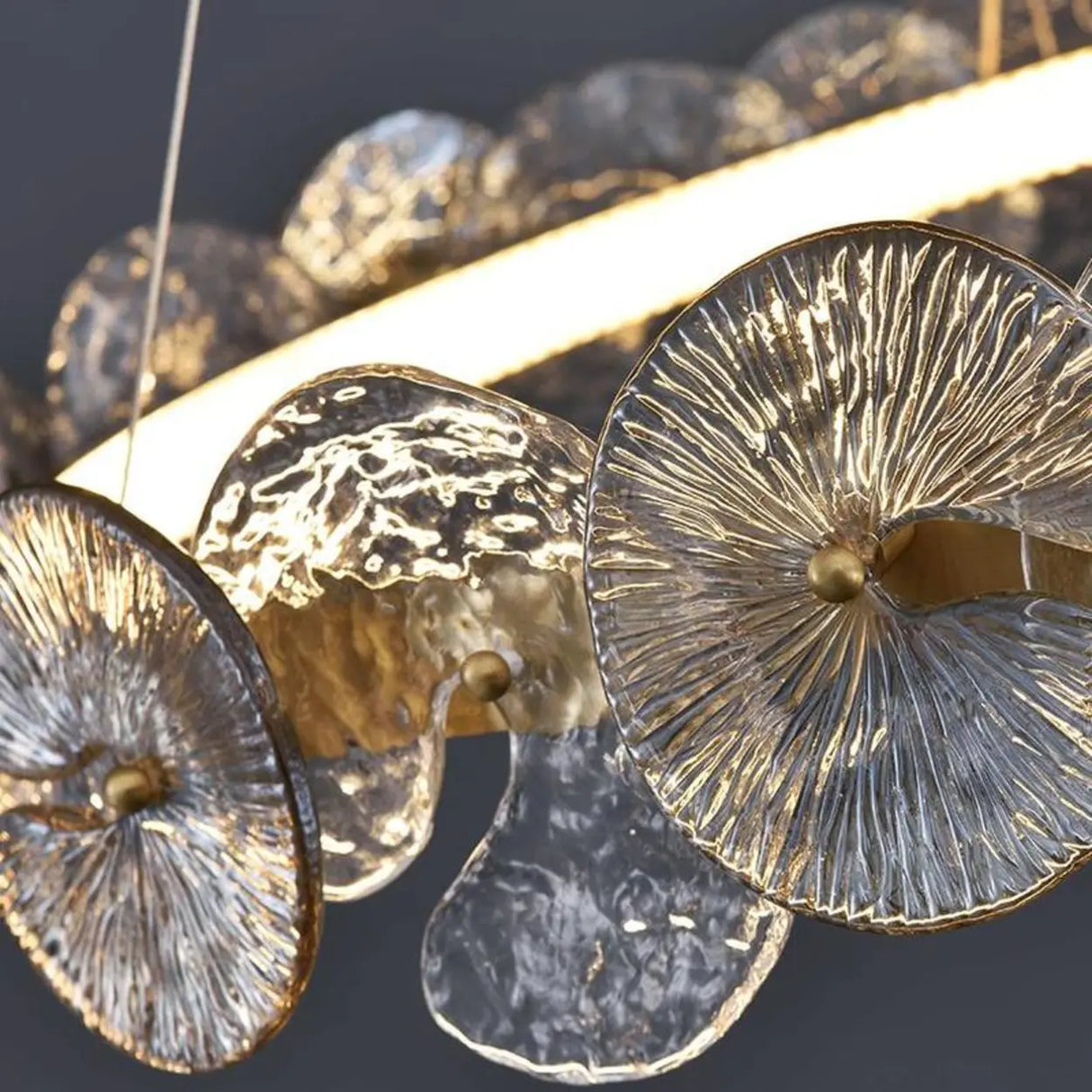 Modern Circular Clear Glass Disk Pendant Light Chandelier Image - 7