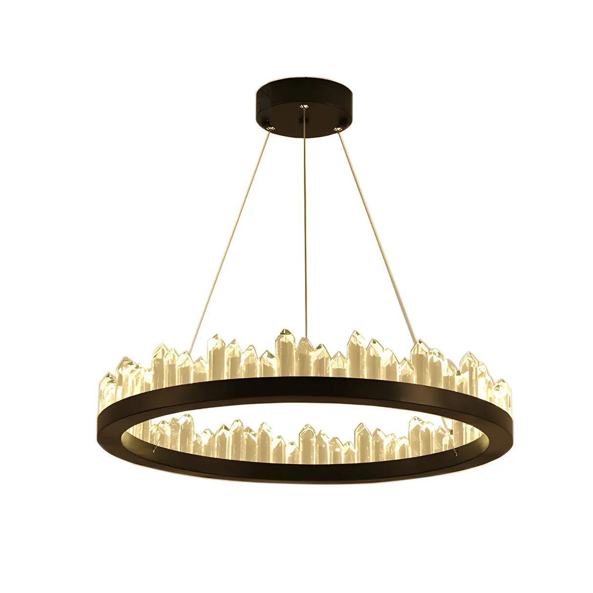 Modern Circular Crystal Chandelier for Living Room Black Image - 5