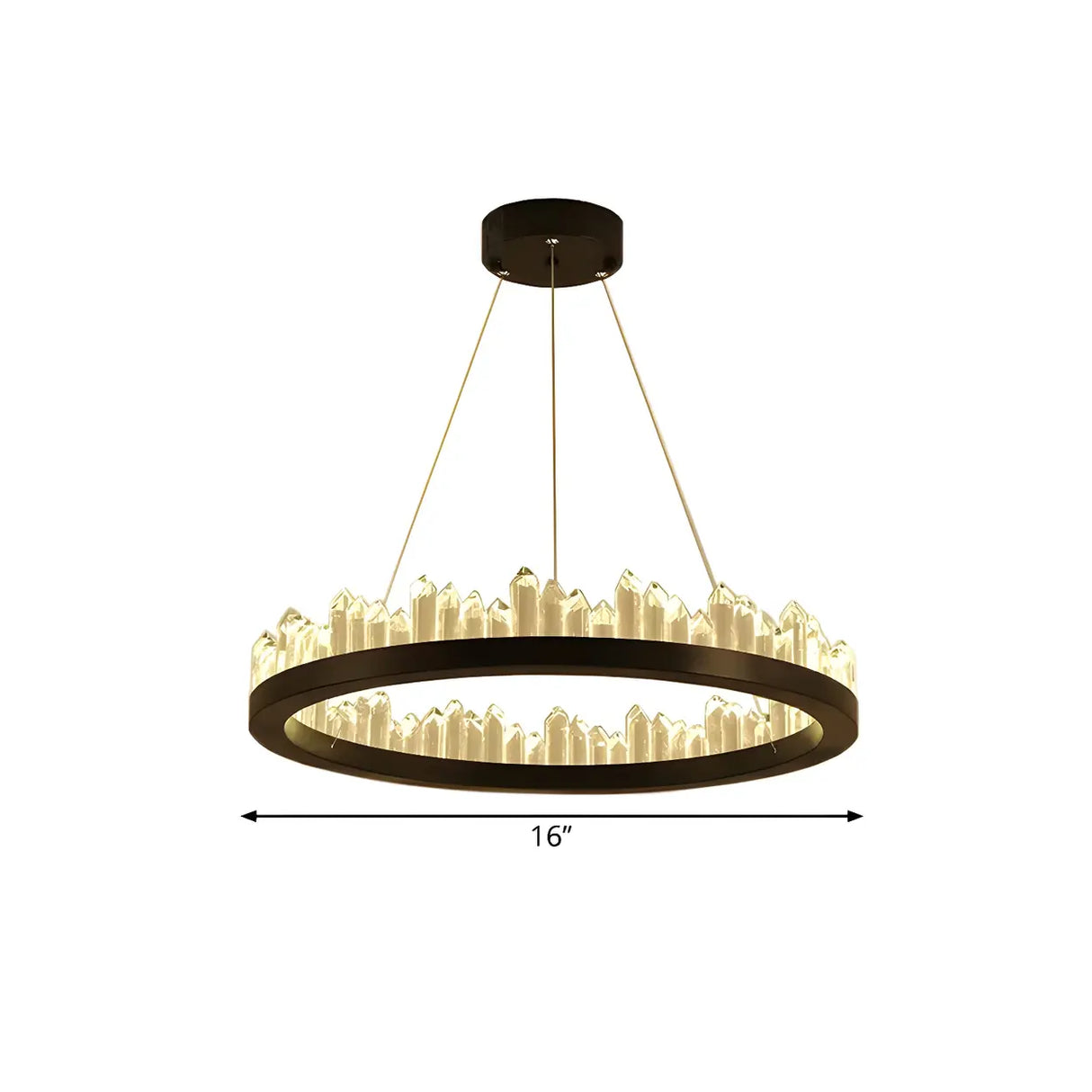 Modern Circular Crystal Chandelier for Living Room Black Image - 6